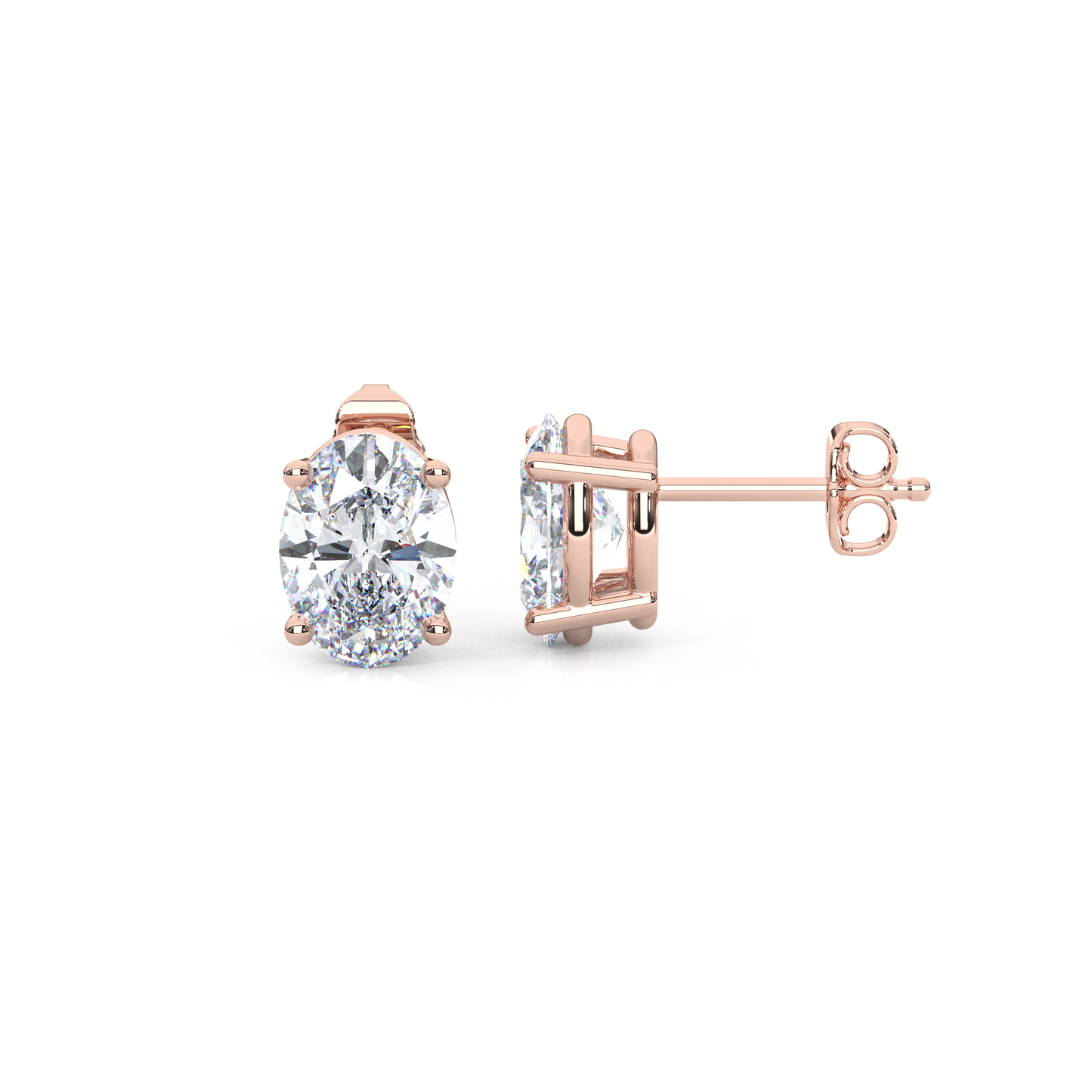 Classic Oval Cut Lab Diamond 4-Prong Stud Earrings