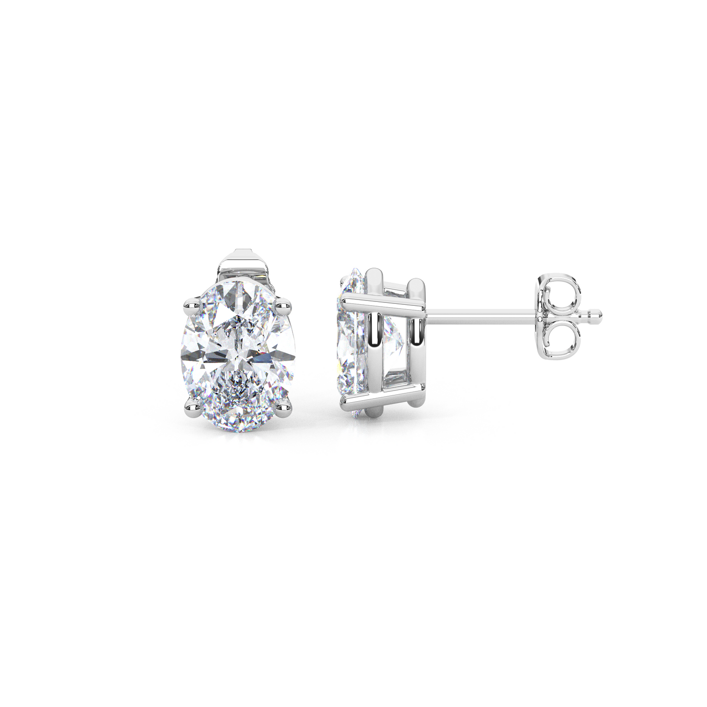 Classic Oval Cut Lab Diamond 4-Prong Stud Earrings