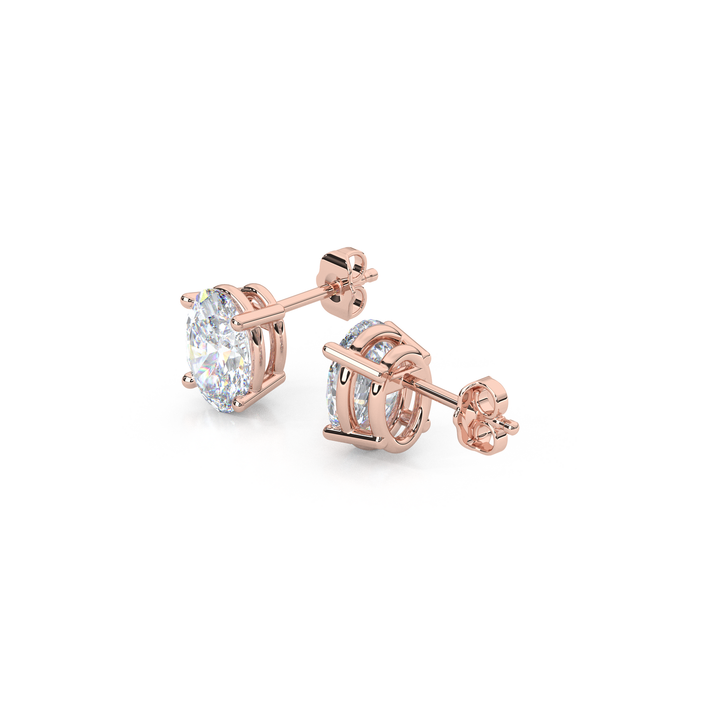 Classic Oval Cut Lab Diamond 4-Prong Stud Earrings