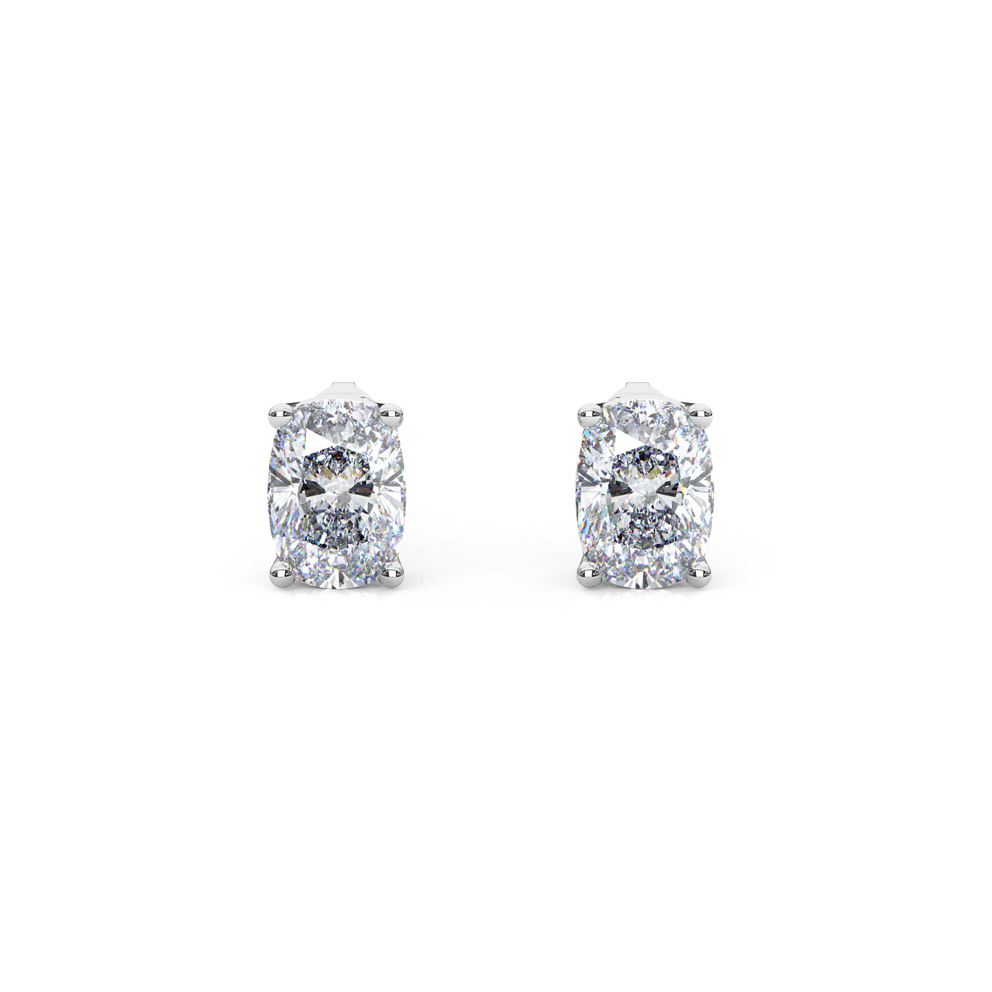 Classic Elongated Cushion Cut Lab Diamond 4-Prong Stud Earrings