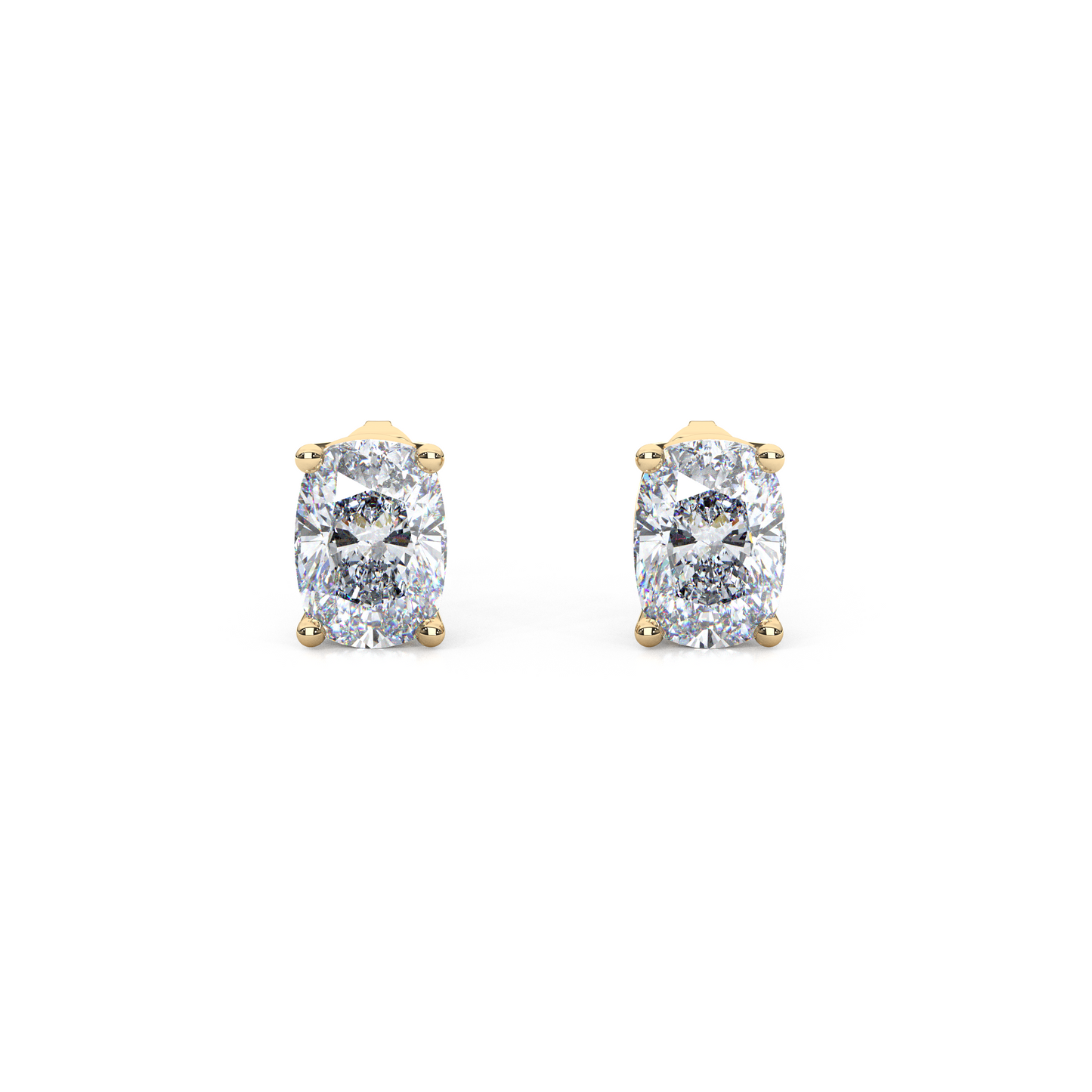 Classic Elongated Cushion Cut Lab Diamond 4-Prong Stud Earrings