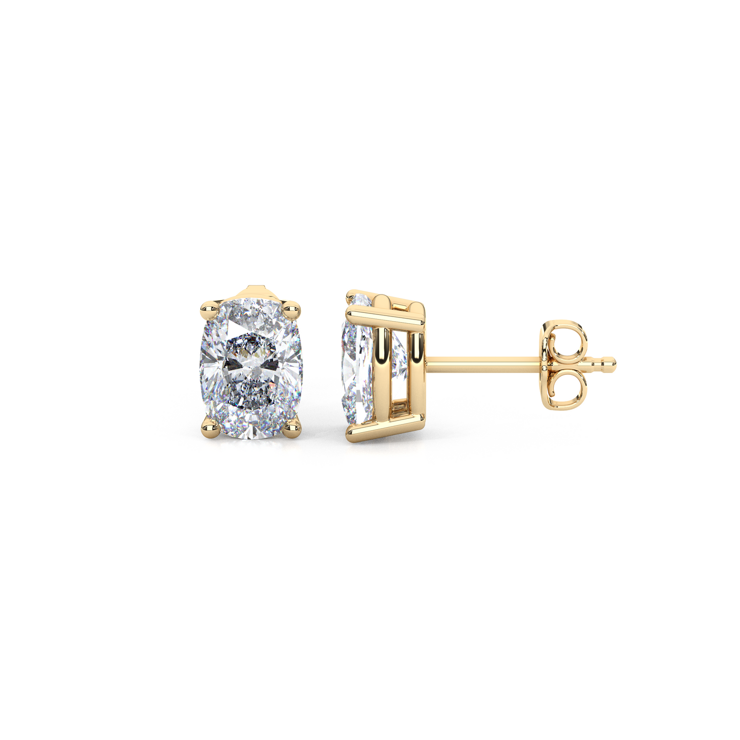 Classic Elongated Cushion Cut Lab Diamond 4-Prong Stud Earrings