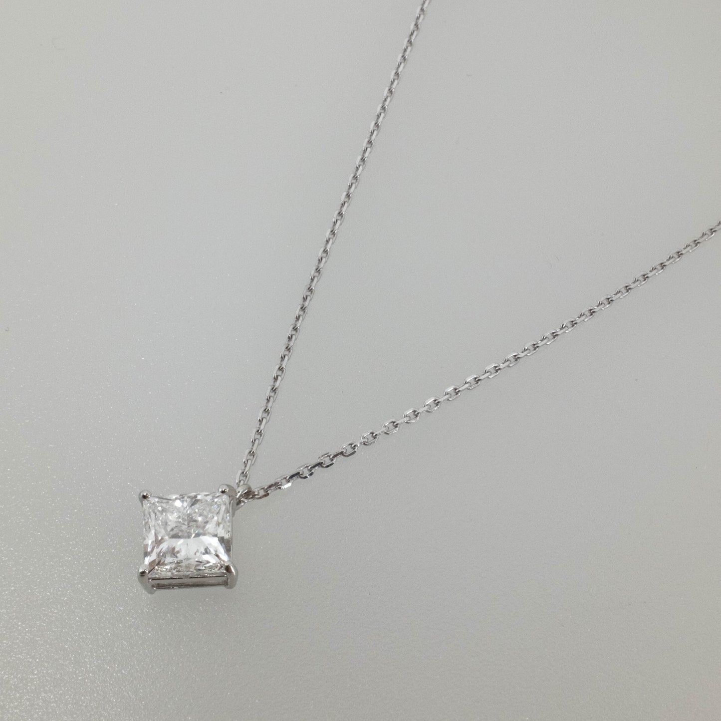 3.04ct Princess-Cut Lab Diamond Pendant Necklace in 14K White Gold