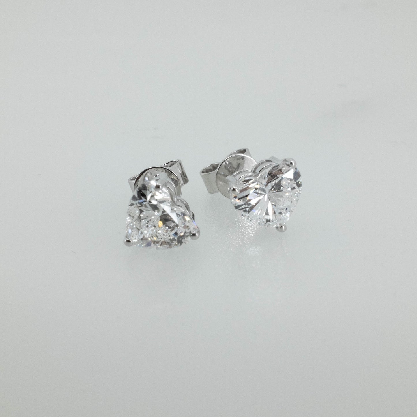 3.01ct Heart-Cut Lab Diamond 4-Prong Stud Earrings in 14K White Gold