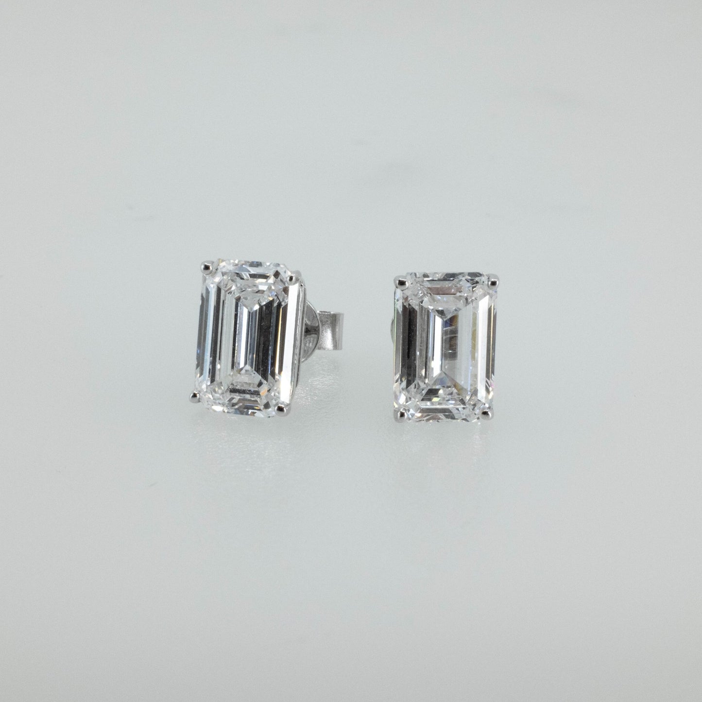 4.13ct Emerald-Cut Lab Diamond 4-Prong Stud Earrings in 14K White Gold