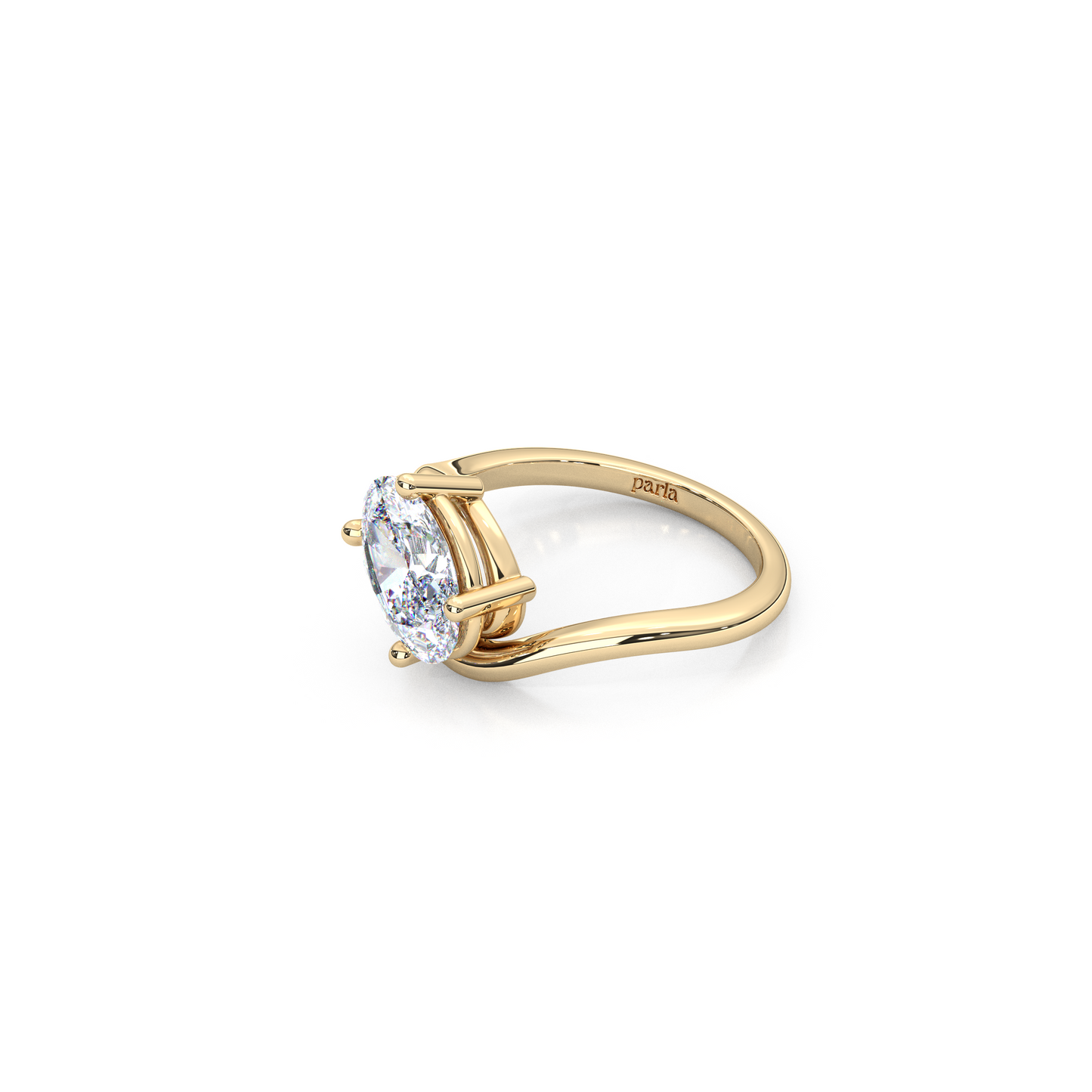 Diagonal 1ct. Oval Lab-Diamond Elegant Pinky Ring