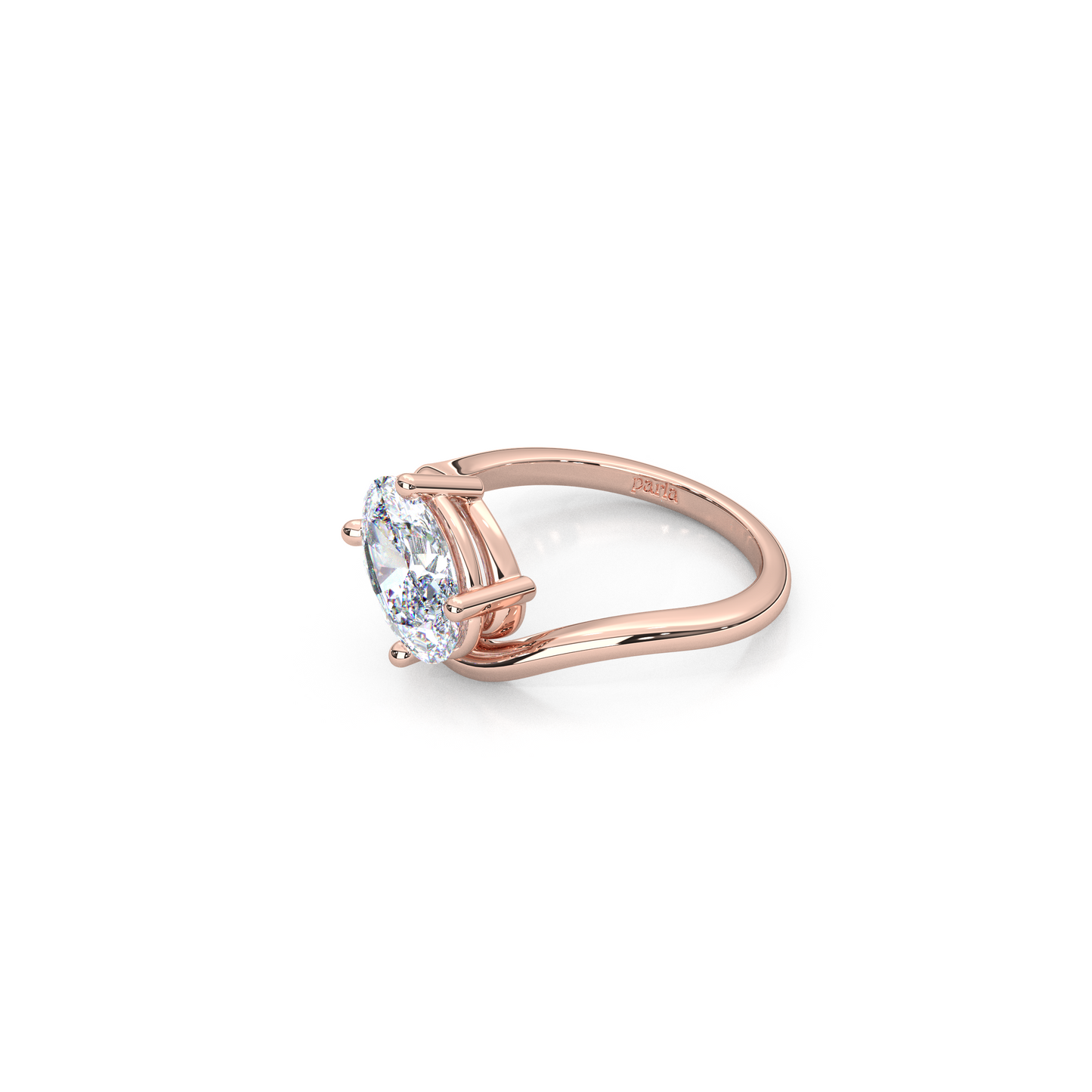 Diagonal 1ct. Oval Lab-Diamond Elegant Pinky Ring