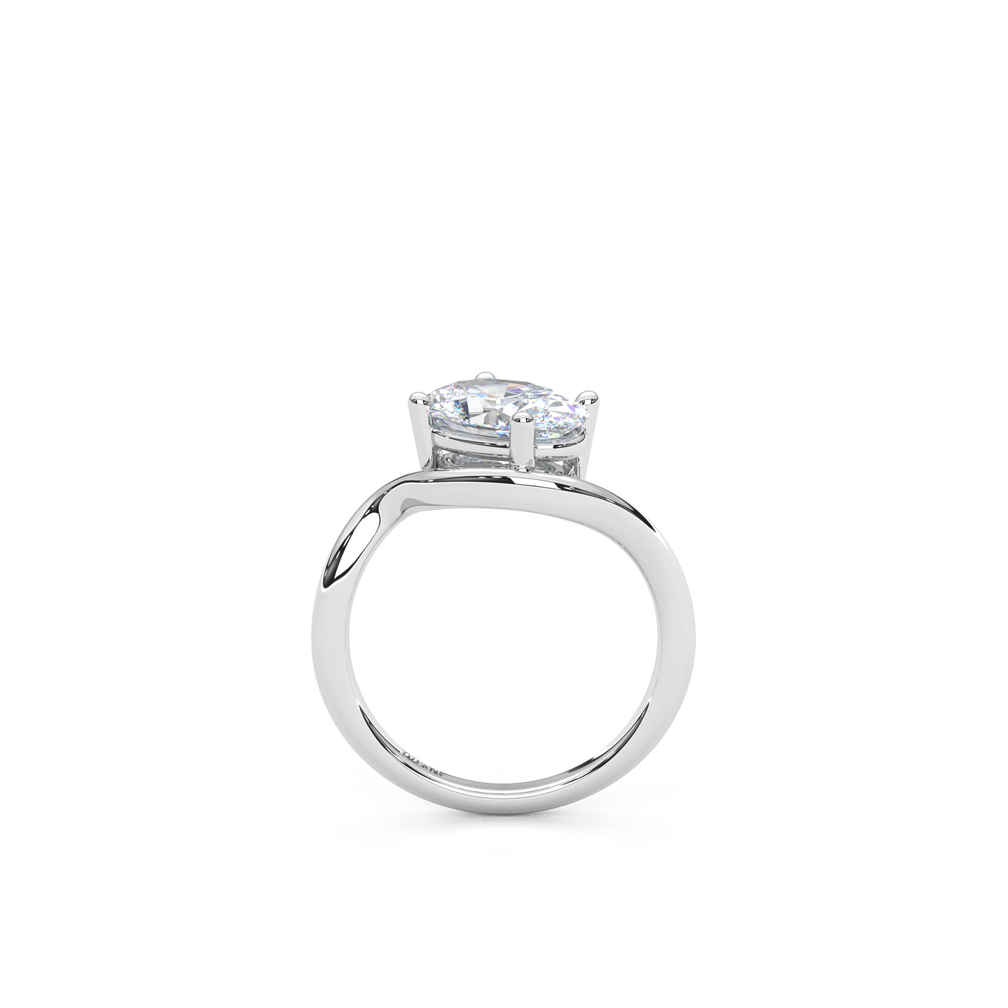 Diagonal 1ct. Oval Lab-Diamond Elegant Pinky Ring