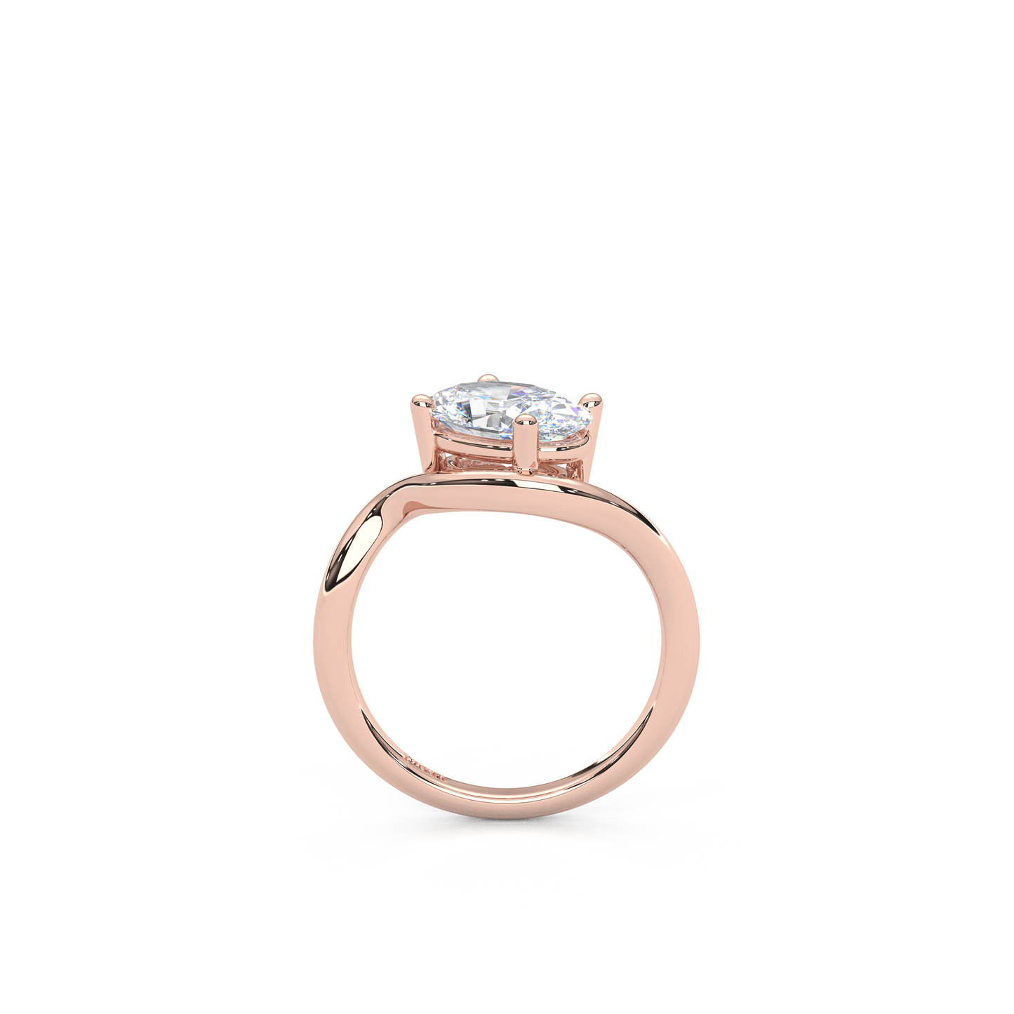 Diagonal 1ct. Oval Lab-Diamond Elegant Pinky Ring