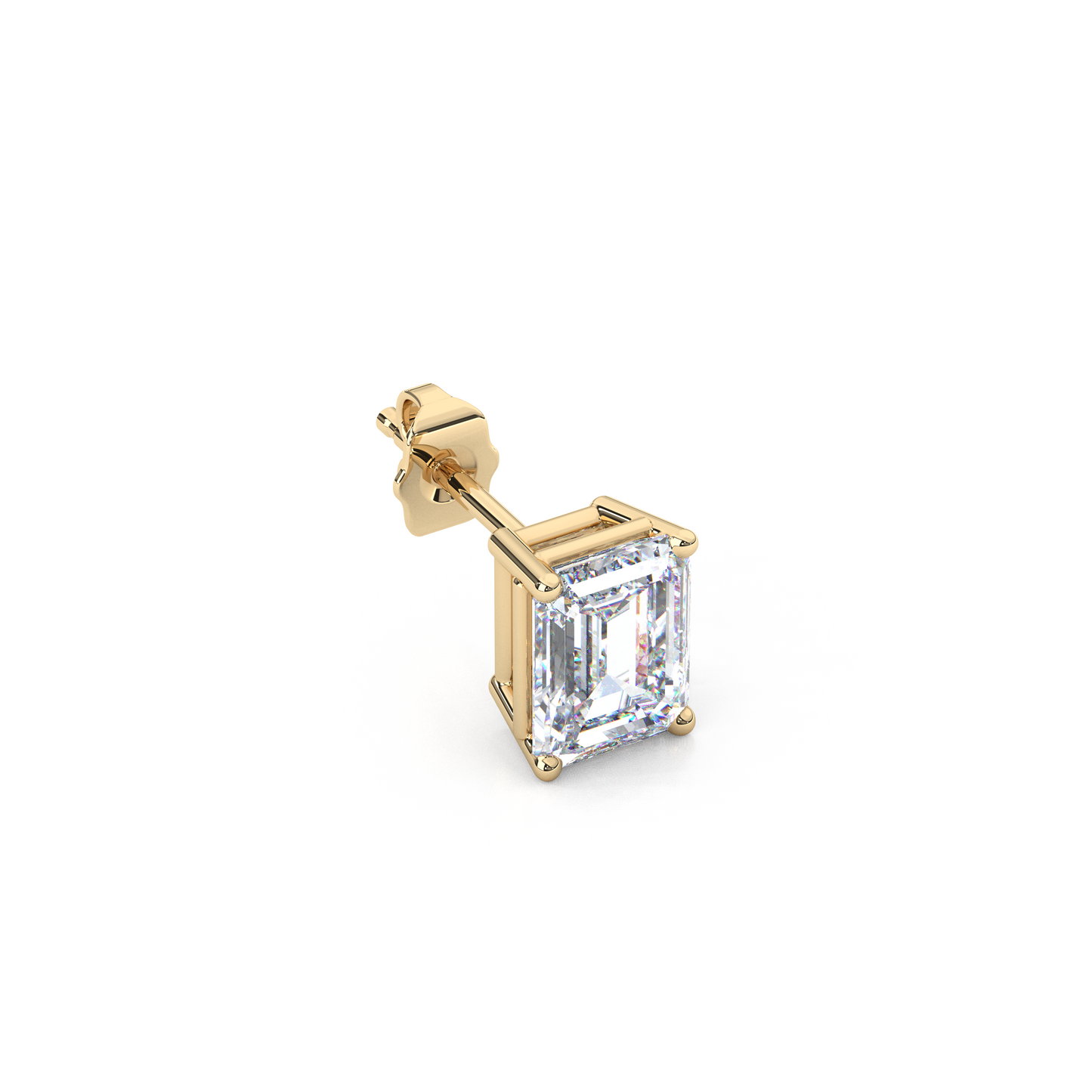 Classic Emerald Cut Lab Diamond 4-Prong Stud Earrings