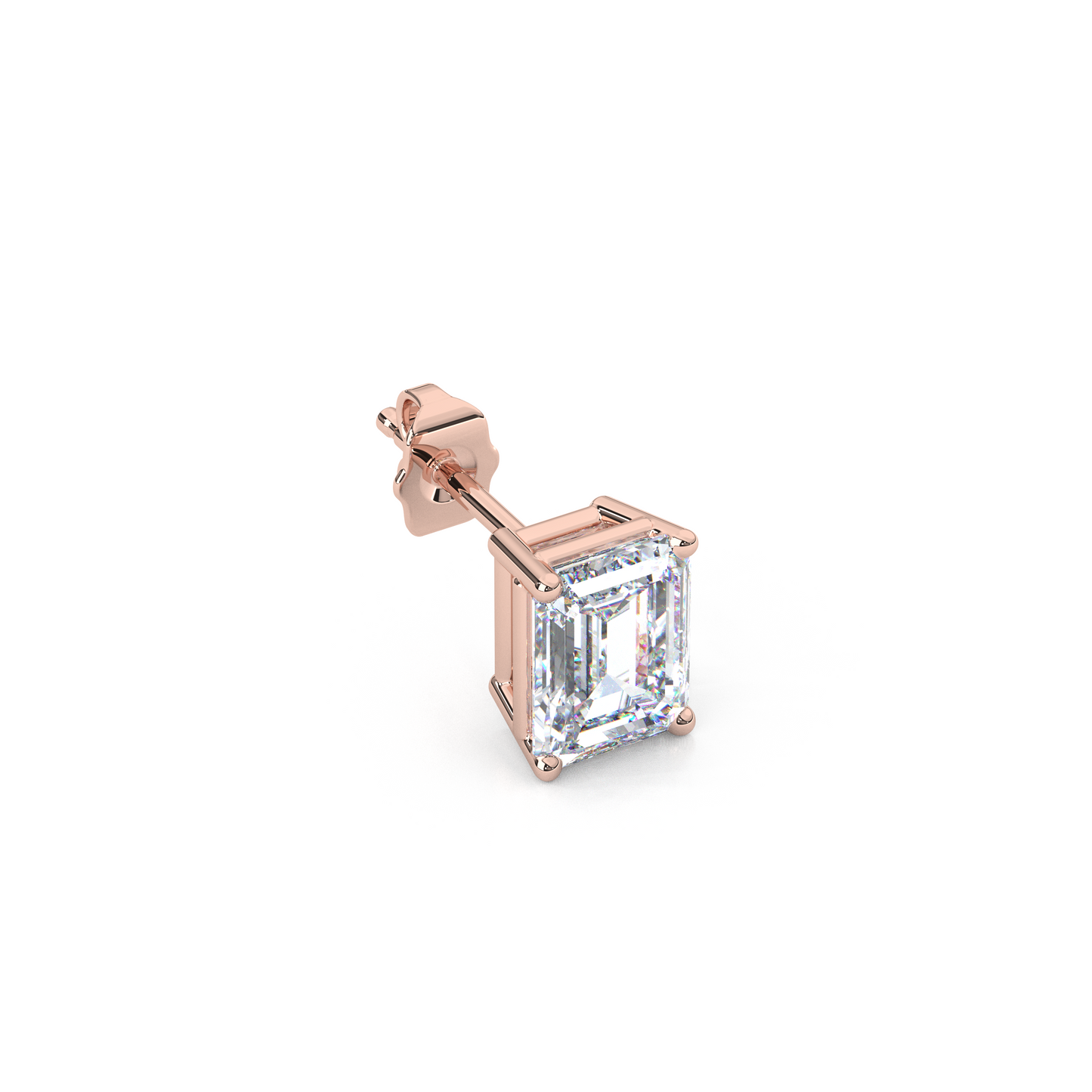 Classic Emerald Cut Lab Diamond 4-Prong Stud Earrings