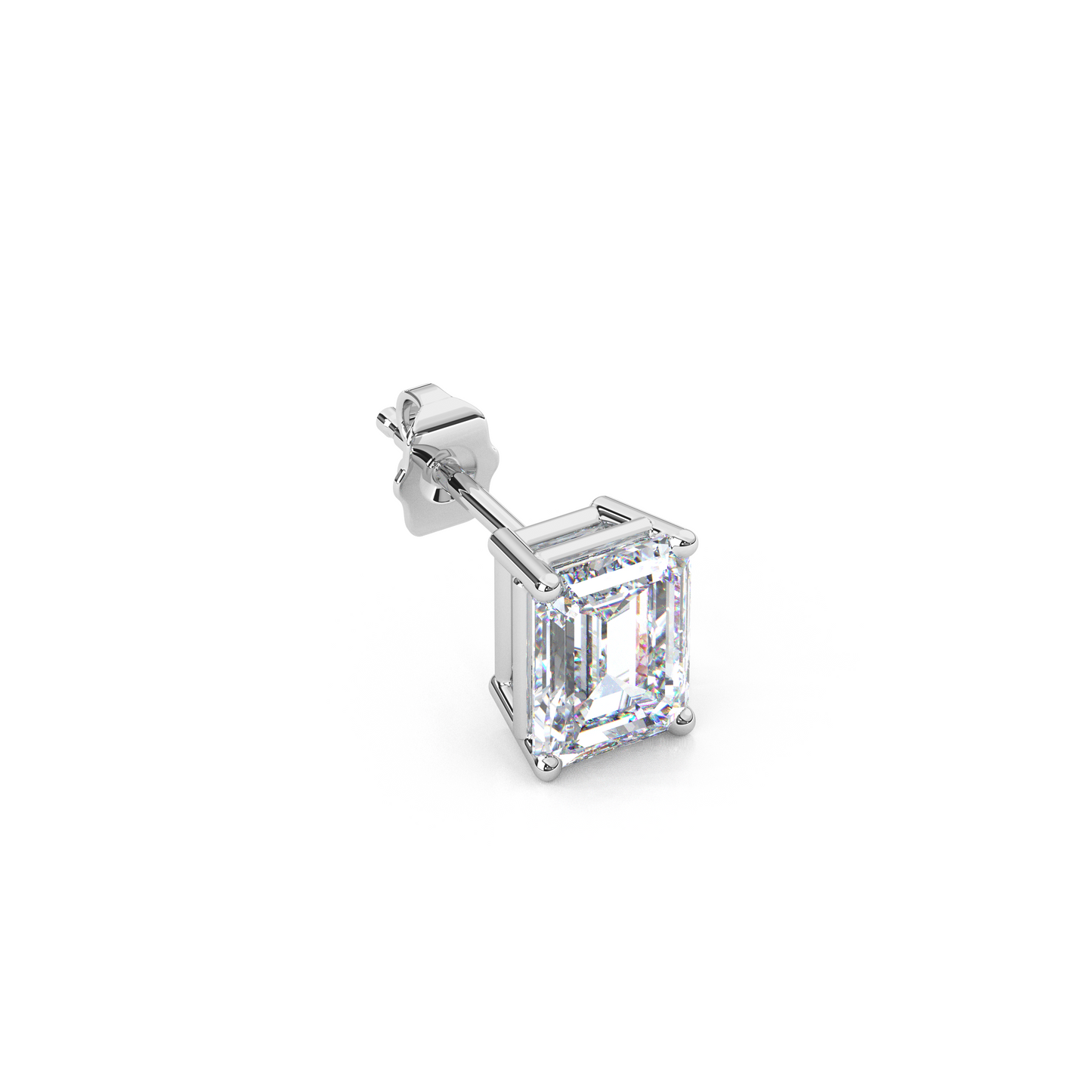Classic Emerald Cut Lab Diamond 4-Prong Stud Earrings