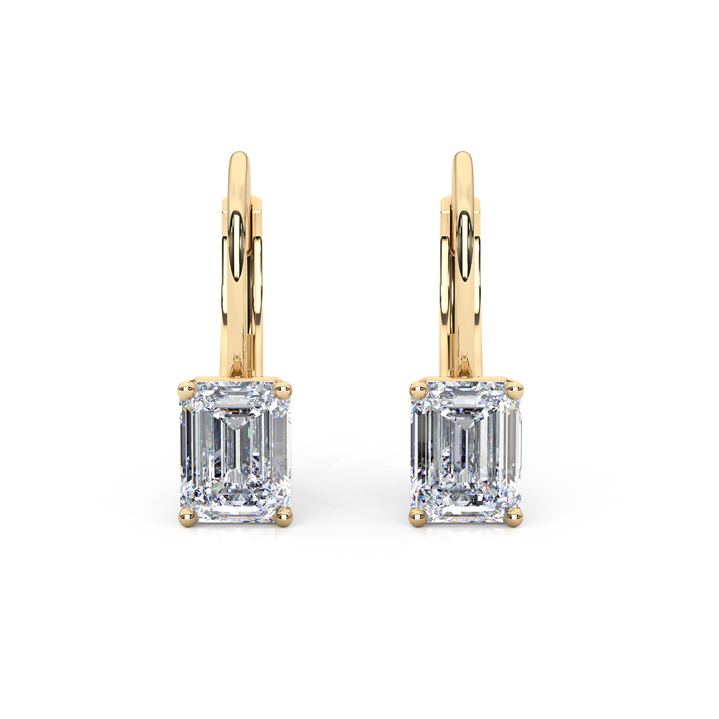 Classic Emerald Cut Lab Diamond 4-Prong Drop Earrings