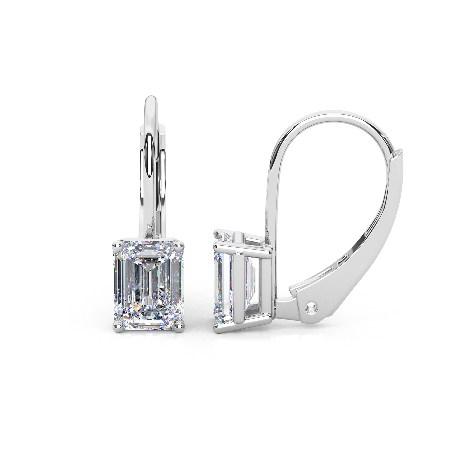 Classic Emerald Cut Lab Diamond 4-Prong Drop Earrings