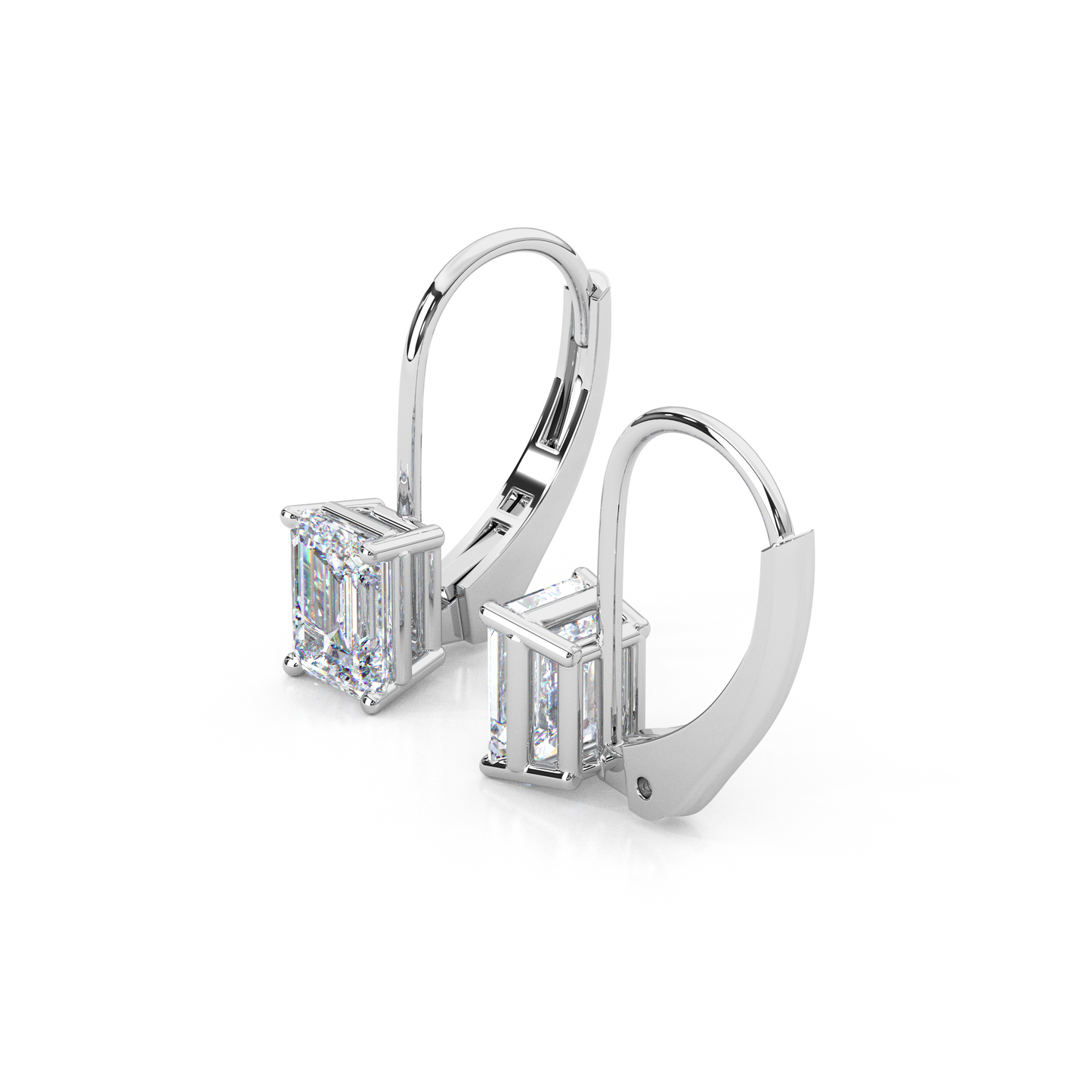 Classic Emerald Cut Lab Diamond 4-Prong Drop Earrings