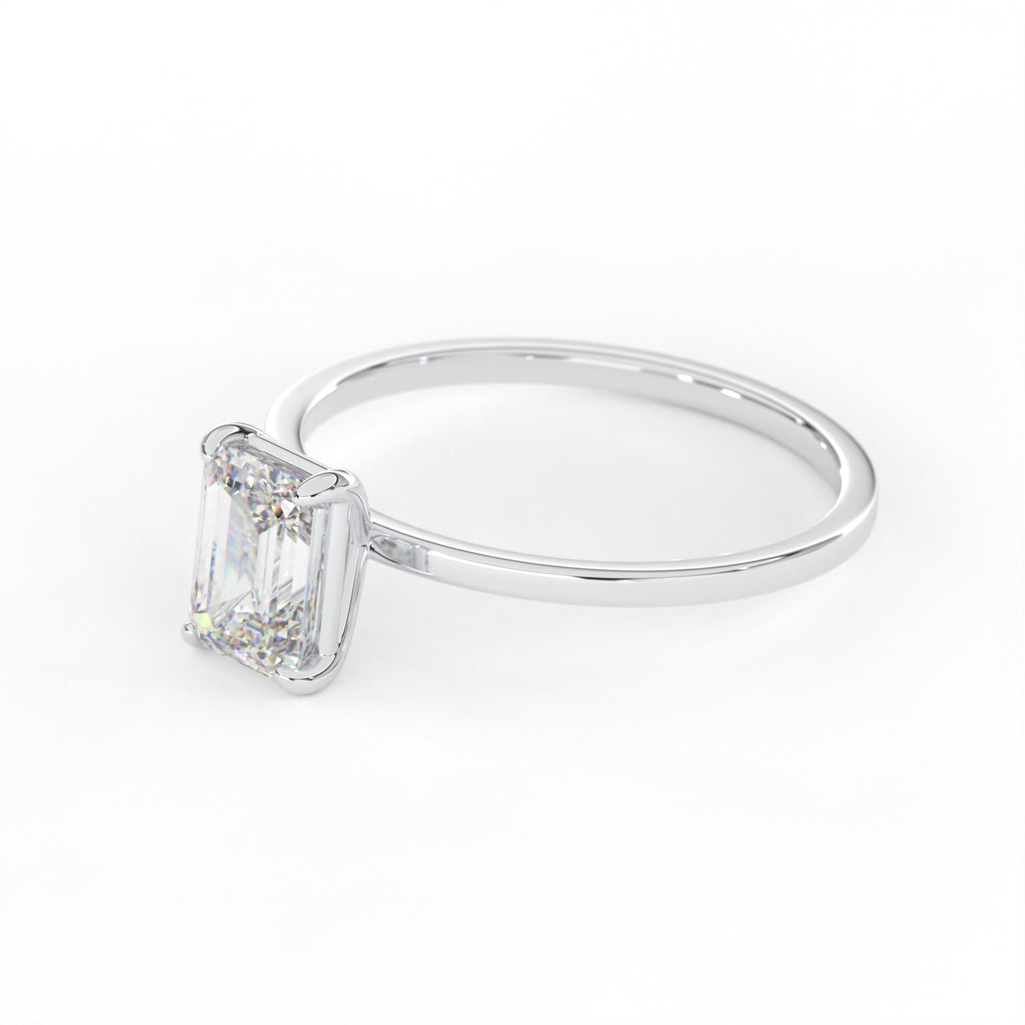 Elegant 1.00 Carat Emerald Cut Lab Diamond Solitaire Engagement Ring