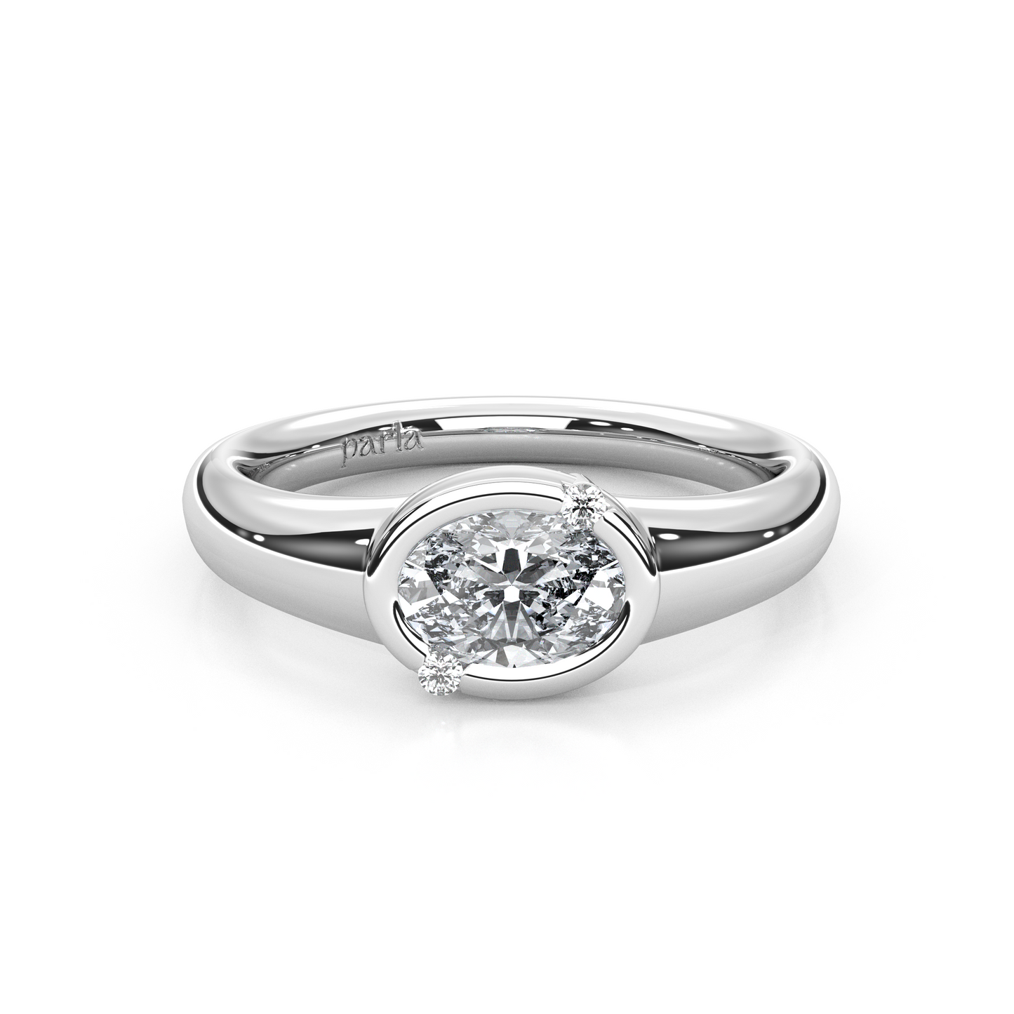 1.00 Carat Oval Cut Lab-Grown Diamond East-West Bezel Modern Minimalist Design Ring