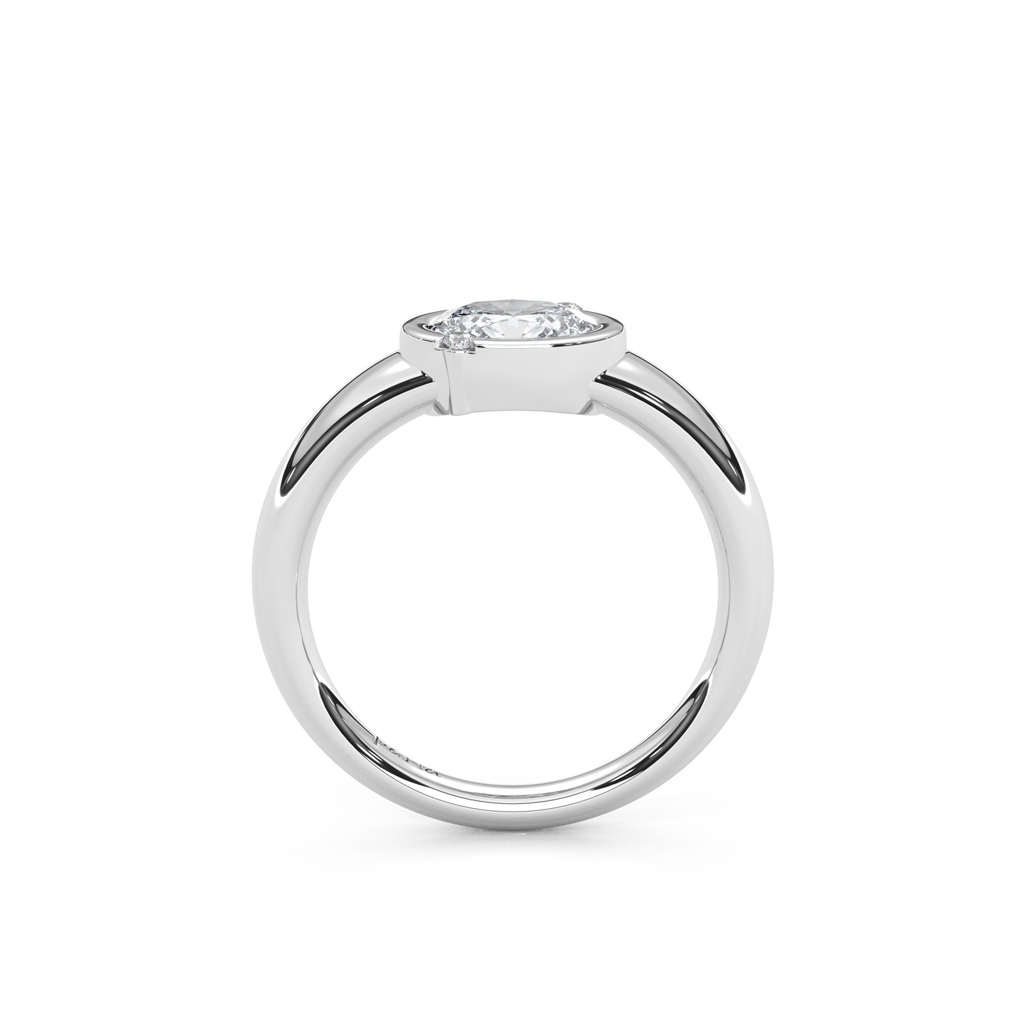 1.00 Carat Oval Cut Lab-Grown Diamond East-West Bezel Modern Minimalist Design Ring