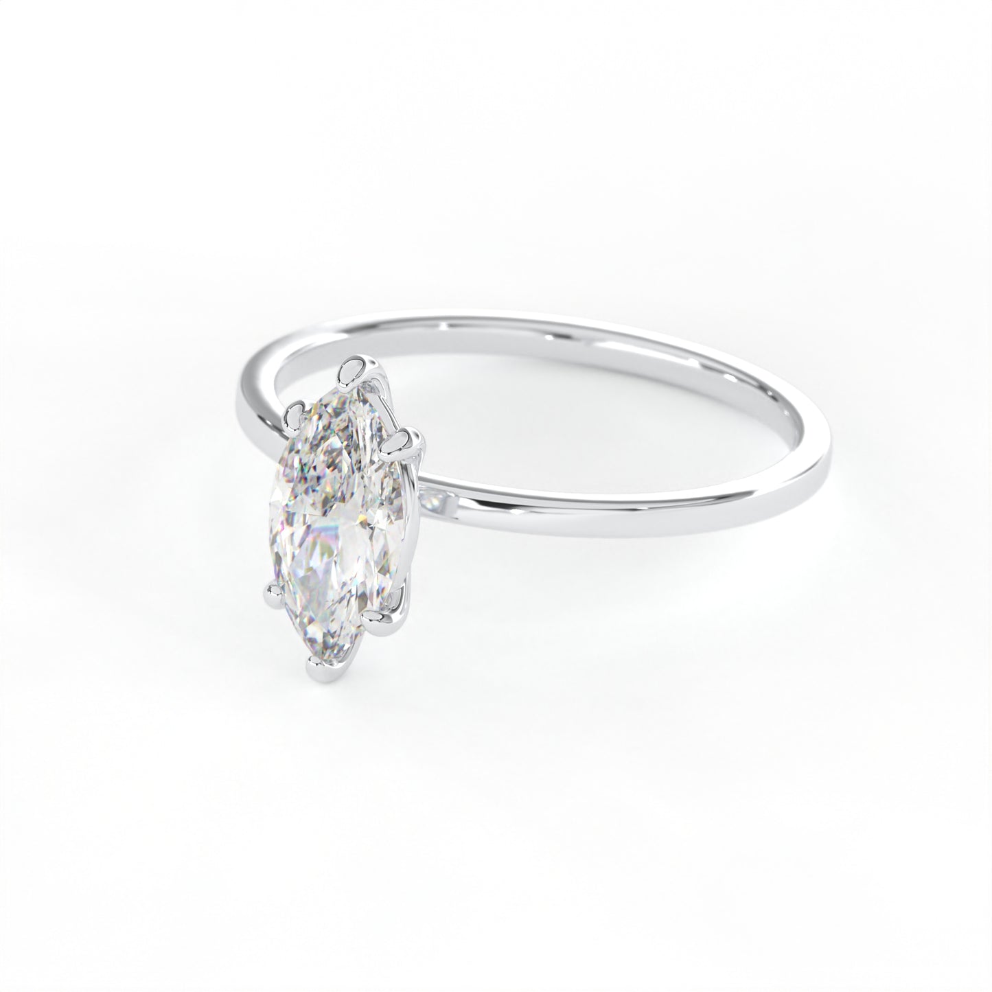 Elegant 1.00 Carat Marquis Cut Lab Diamond Solitaire Engagement Ring