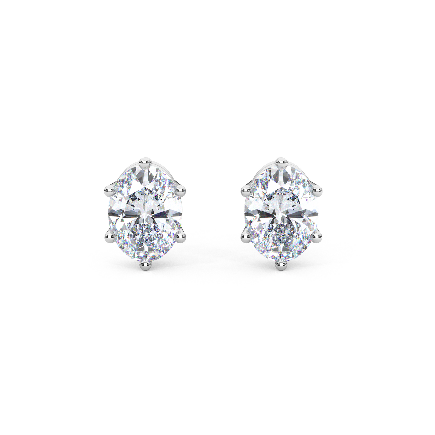 Classic Oval Cut Lab Diamond 6-Prong Stud Earrings