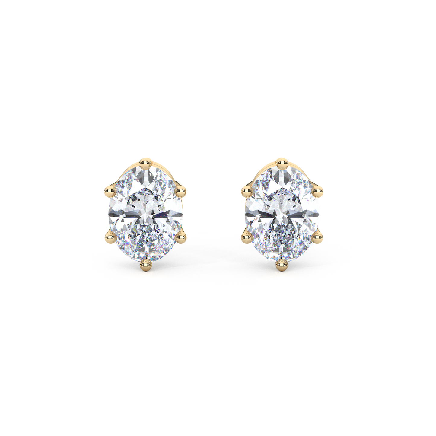 Classic Oval Cut Lab Diamond 6-Prong Stud Earrings