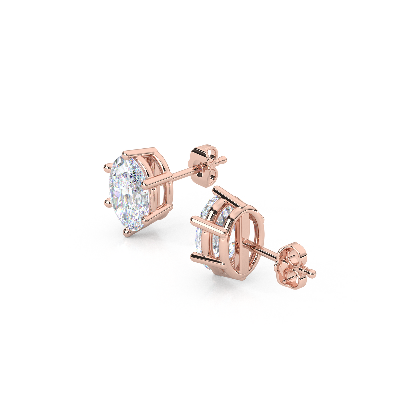Classic Oval Cut Lab Diamond 6-Prong Stud Earrings