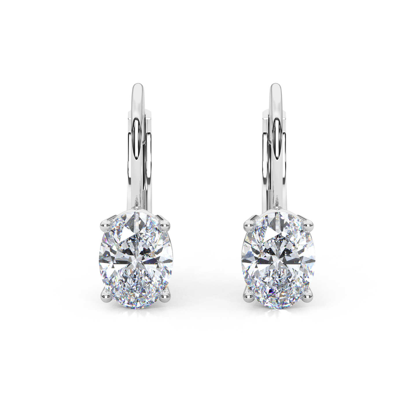 Classic Oval Cut Lab Diamond 4-Prong Drop Earrings