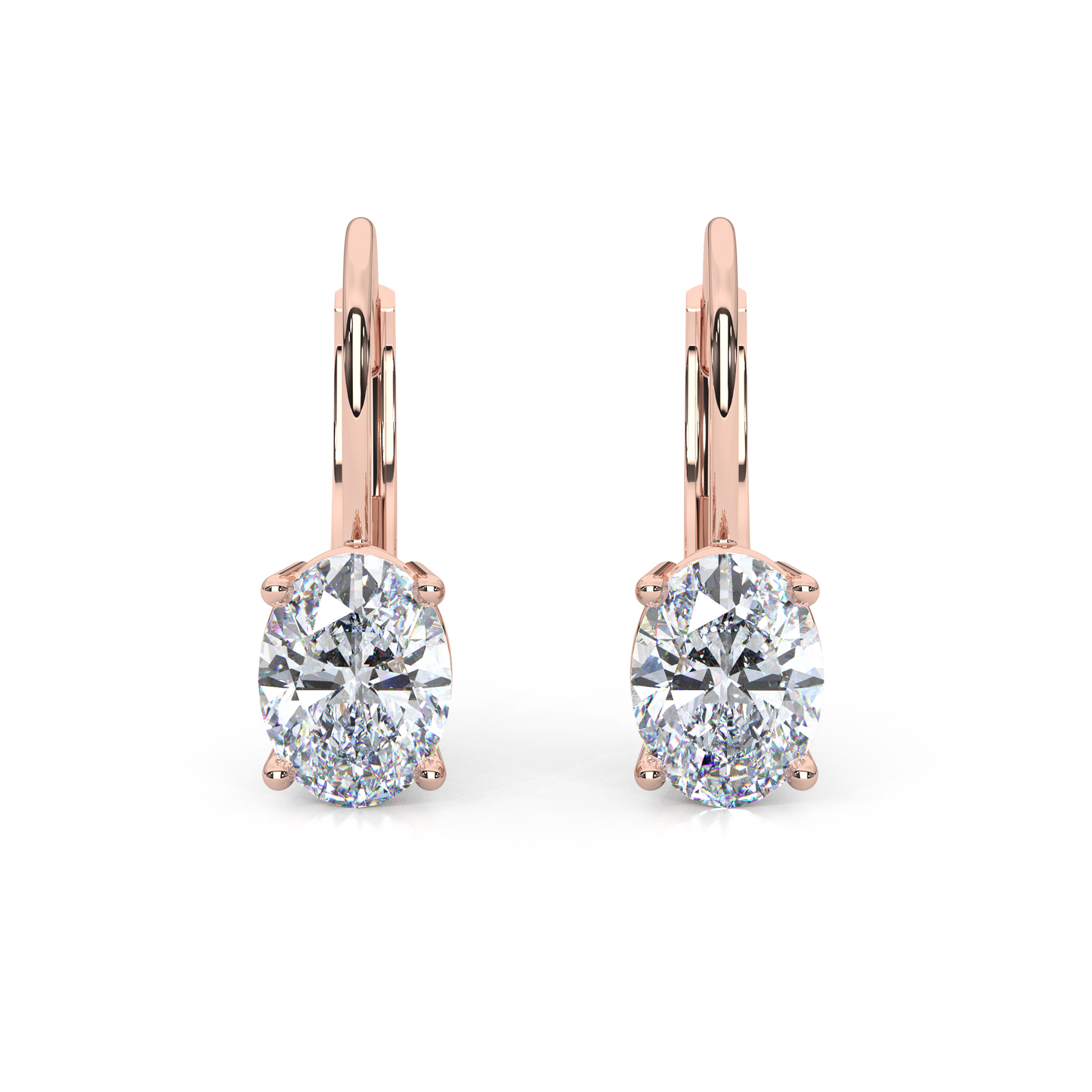 Classic Oval Cut Lab Diamond 4-Prong Drop Earrings