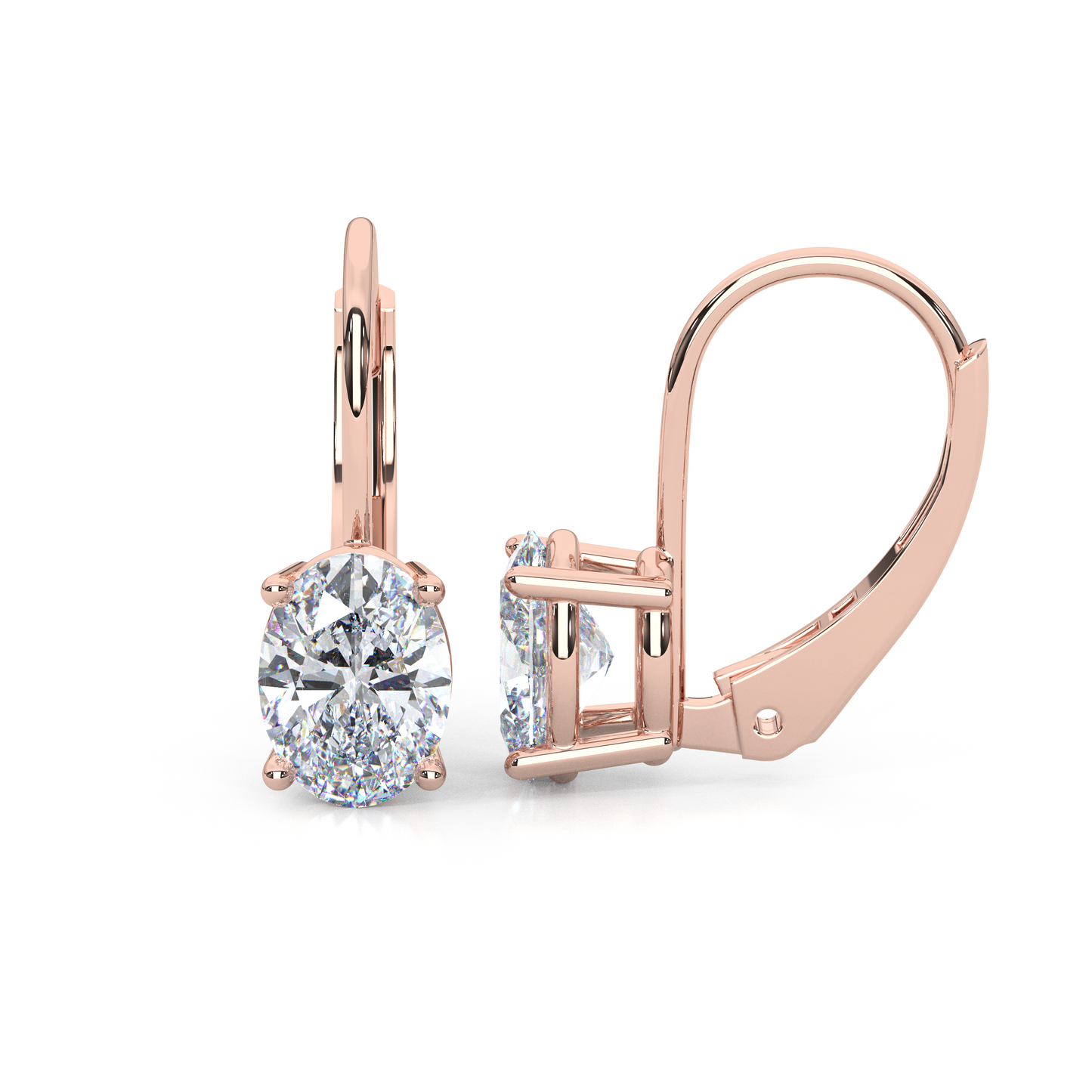 Classic Oval Cut Lab Diamond 4-Prong Drop Earrings