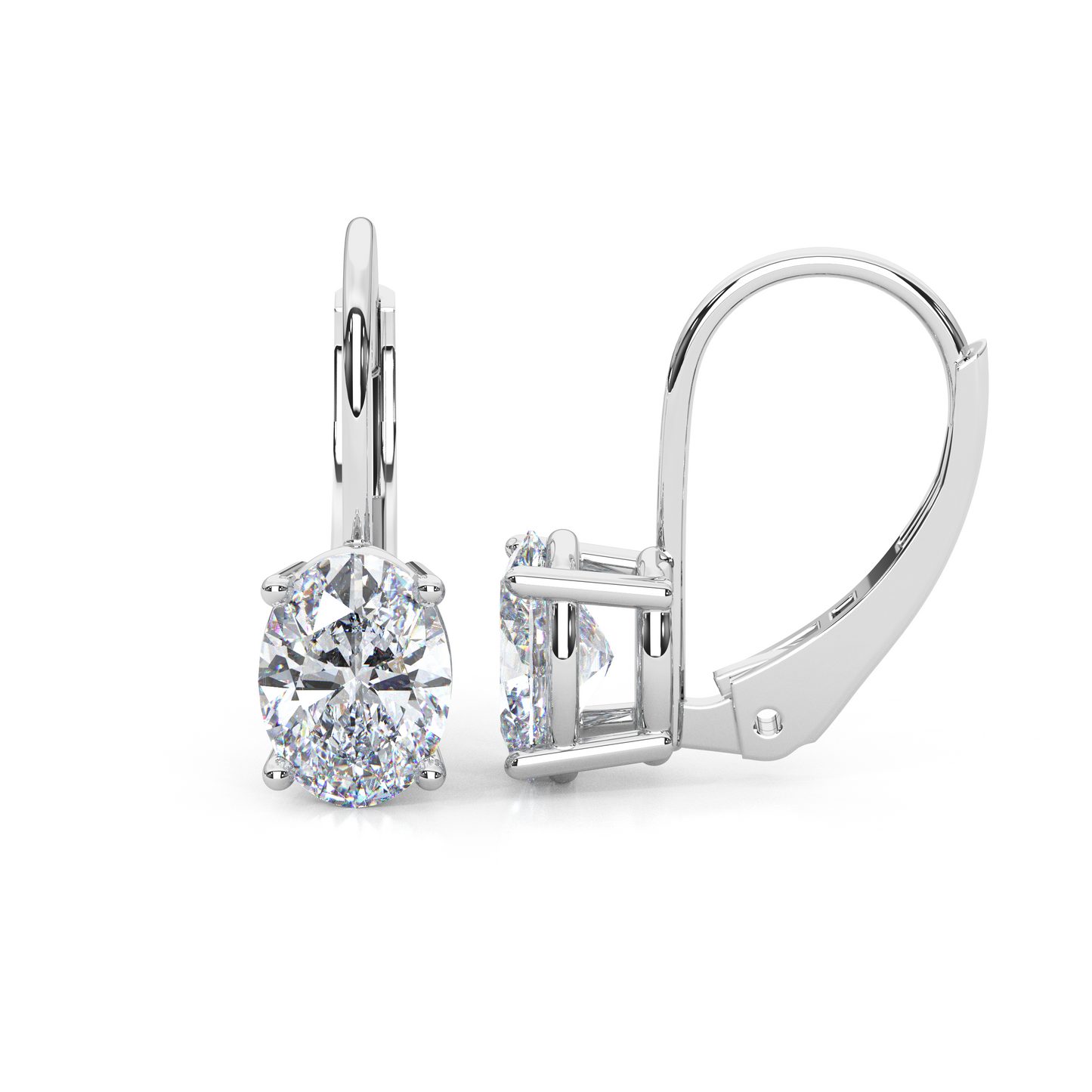 Classic Oval Cut Lab Diamond 4-Prong Drop Earrings