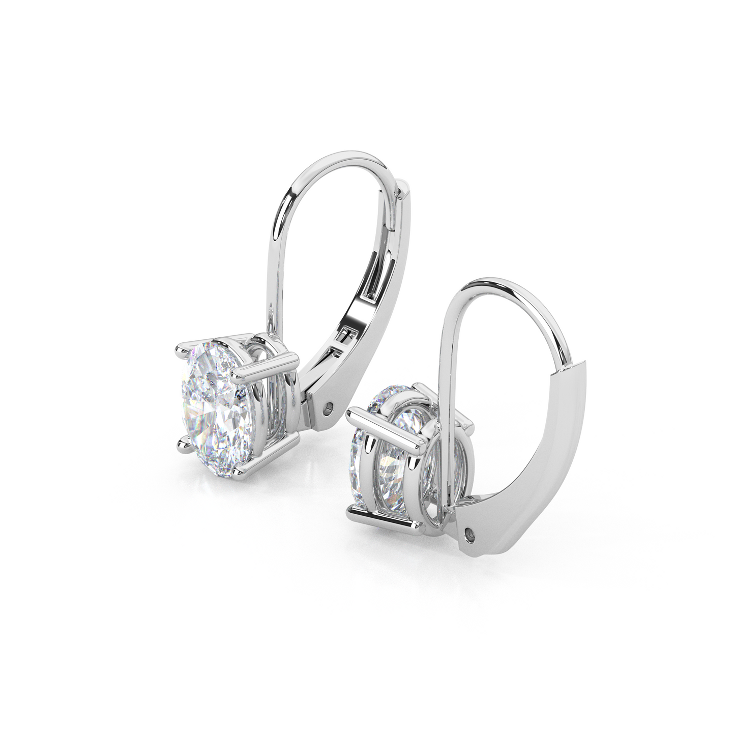 Classic Oval Cut Lab Diamond 4-Prong Drop Earrings