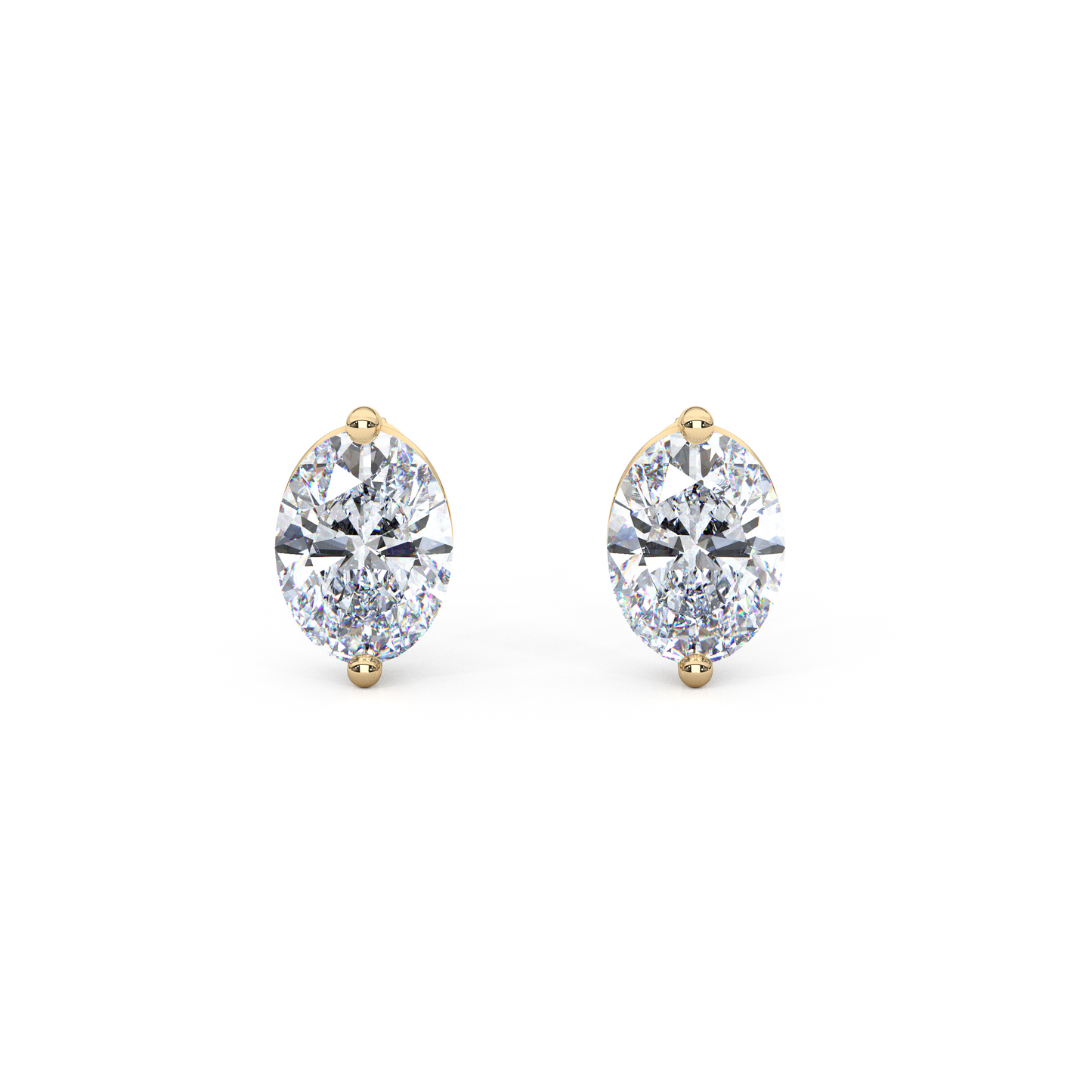 Classic Oval Cut Lab Diamond 2-Prong Stud Earrings