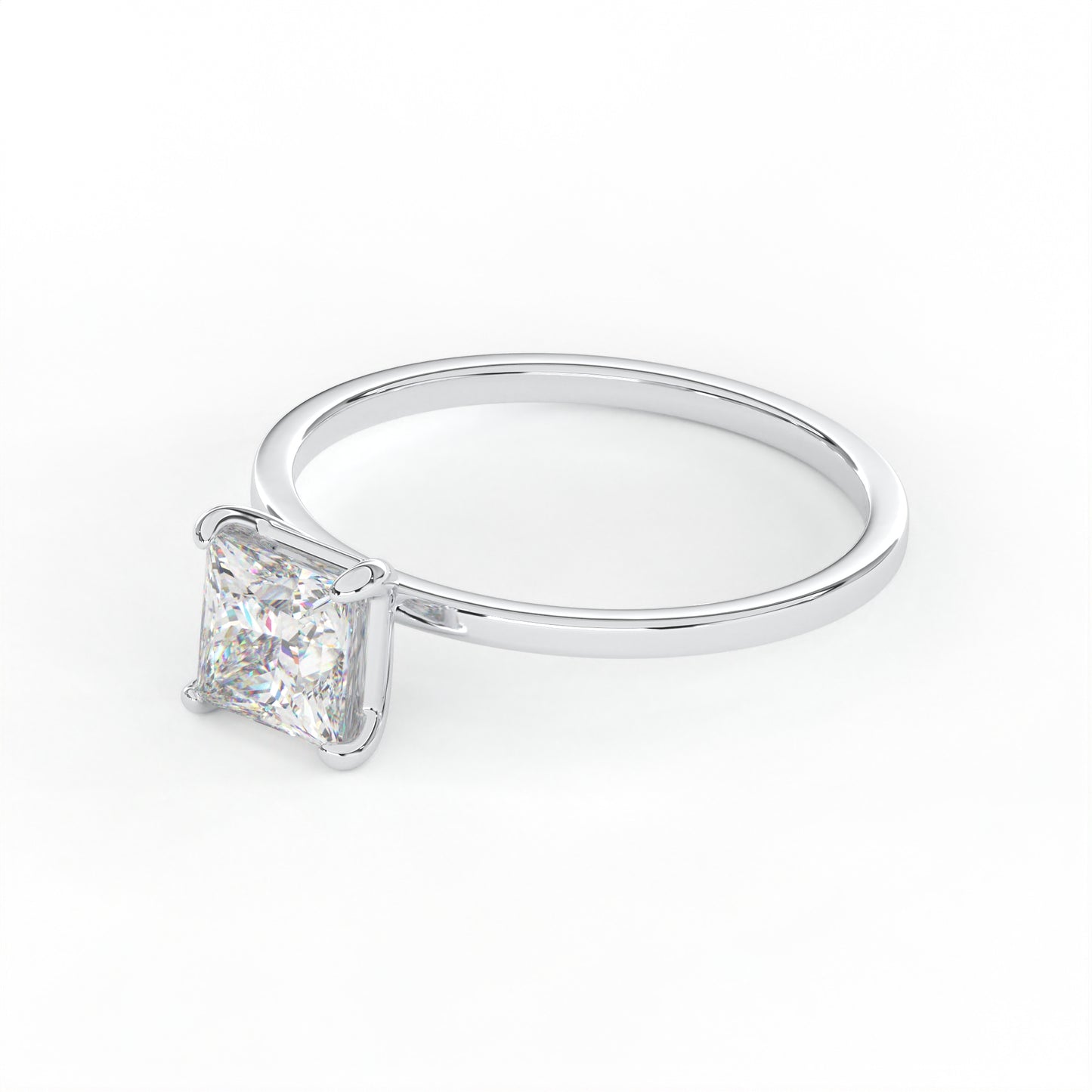 Elegant 1.00 Carat Princess Cut Lab Diamond Solitaire Engagement Ring