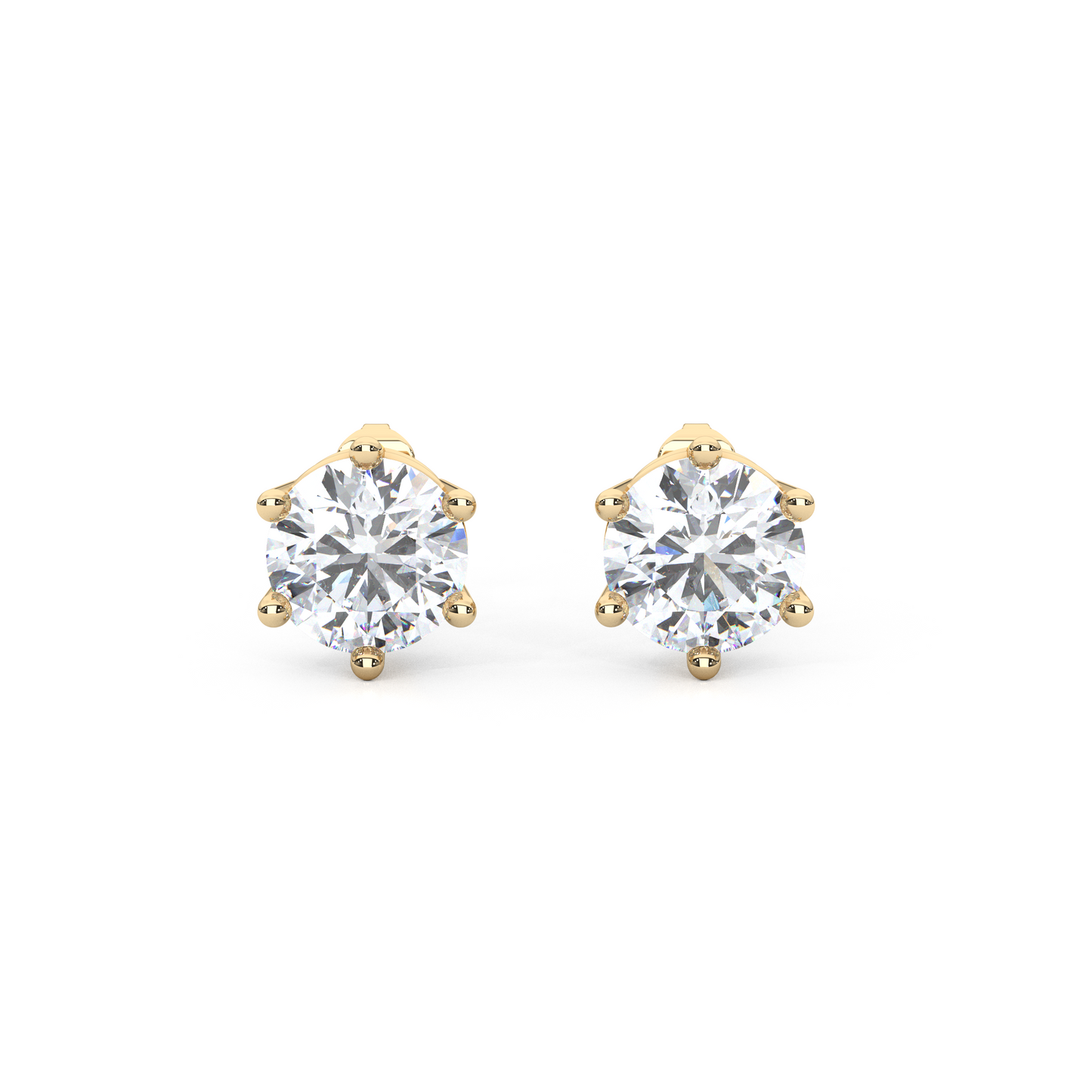 Classic Round Cut Lab Diamond 6-Prong Stud Earrings