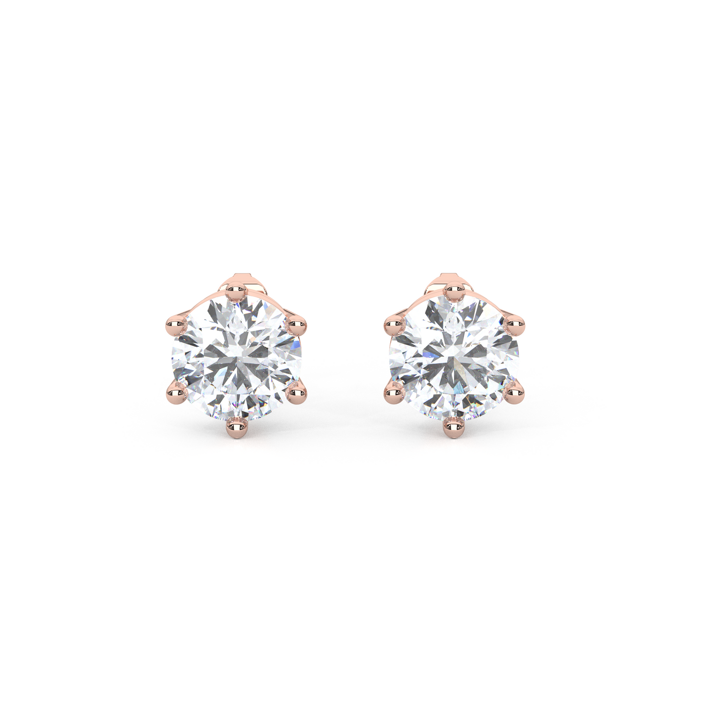Classic Round Cut Lab Diamond 6-Prong Stud Earrings