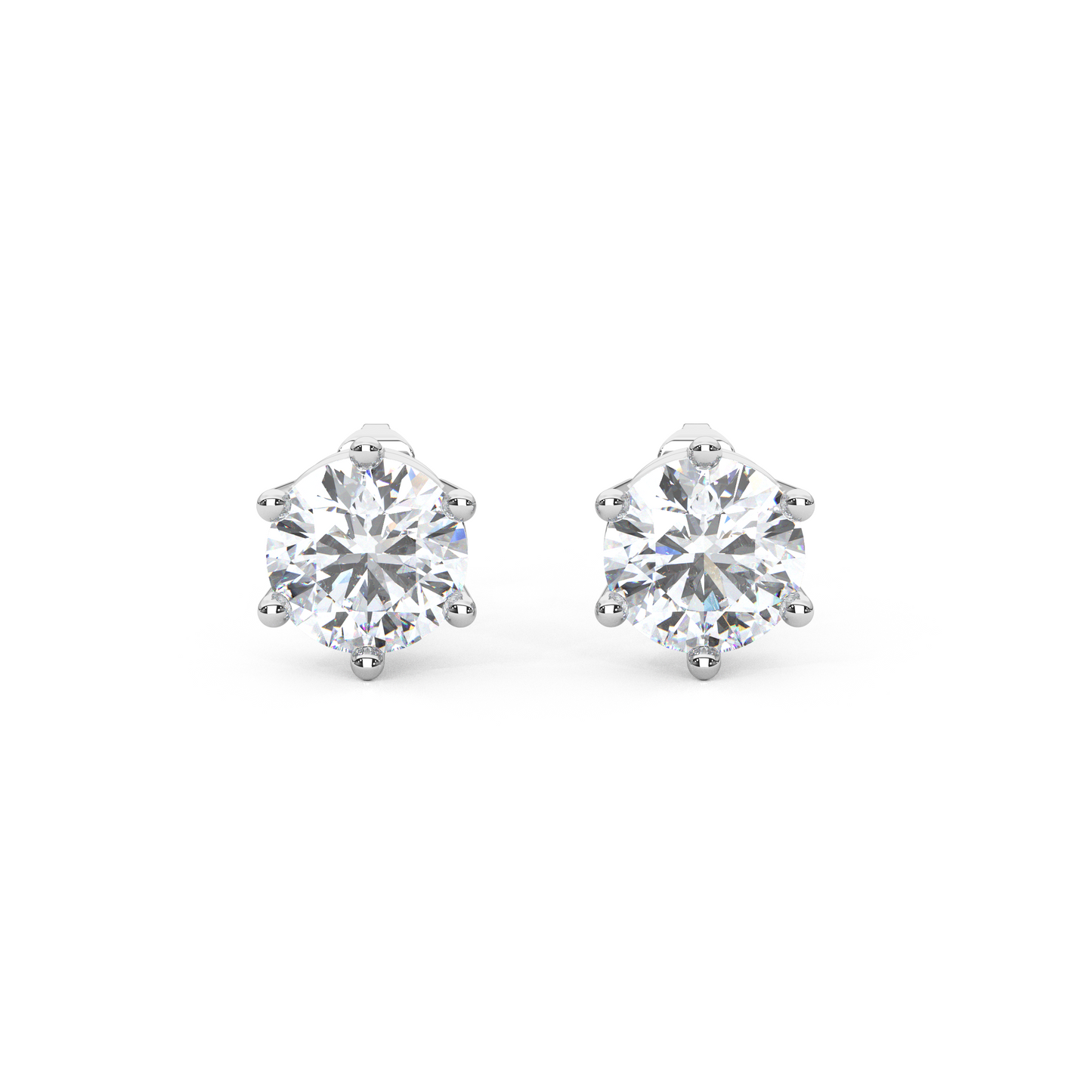 Classic Round Cut Lab Diamond 6-Prong Stud Earrings