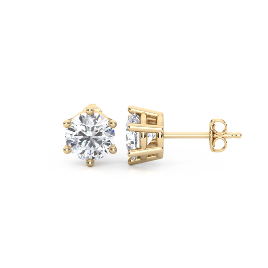 Classic Round Cut Lab Diamond 6-Prong Stud Earrings