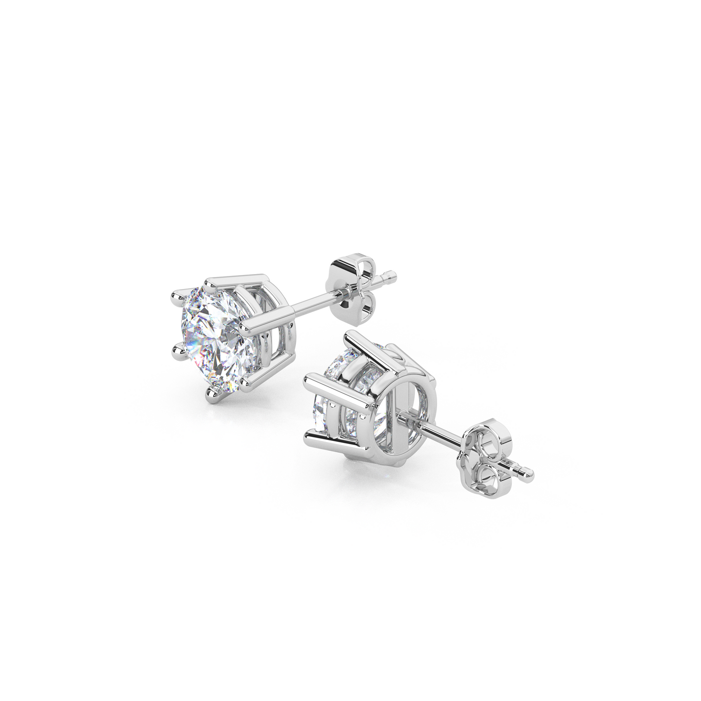 Classic Round Cut Lab Diamond 6-Prong Stud Earrings