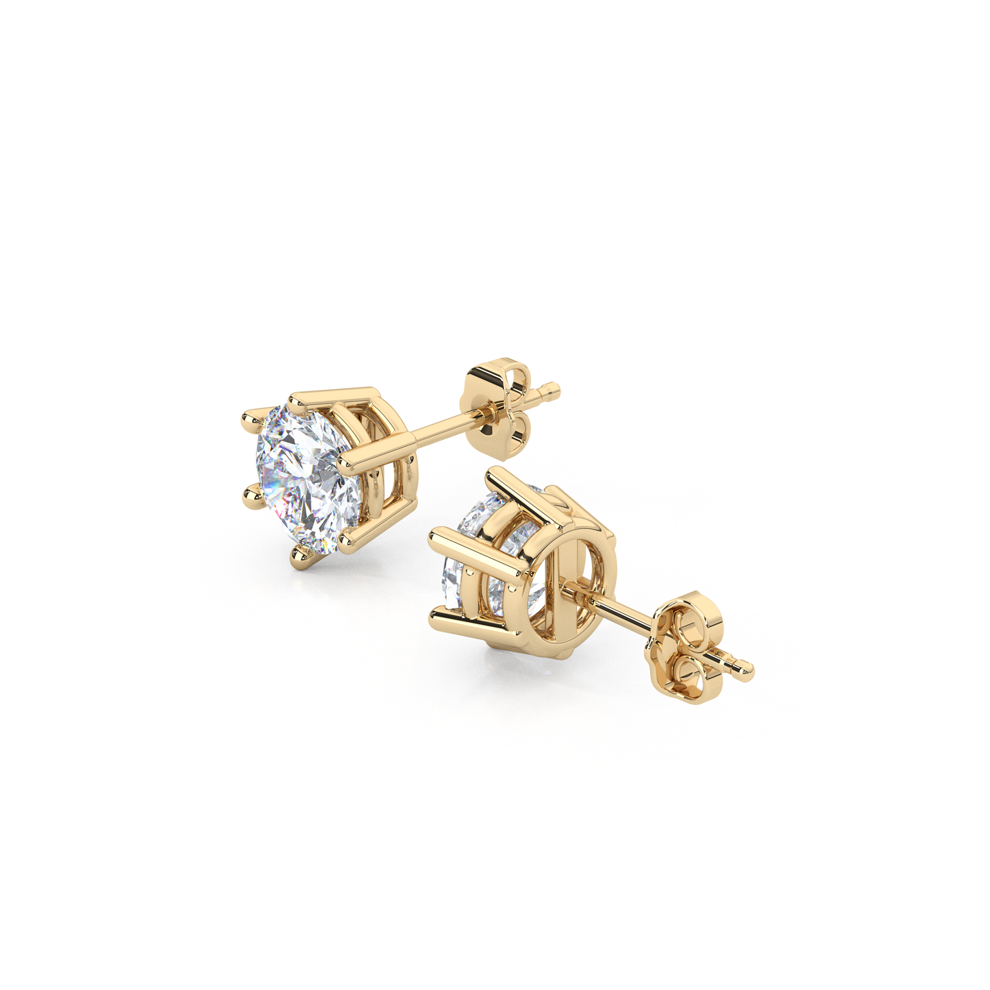 Classic Round Cut Lab Diamond 6-Prong Stud Earrings
