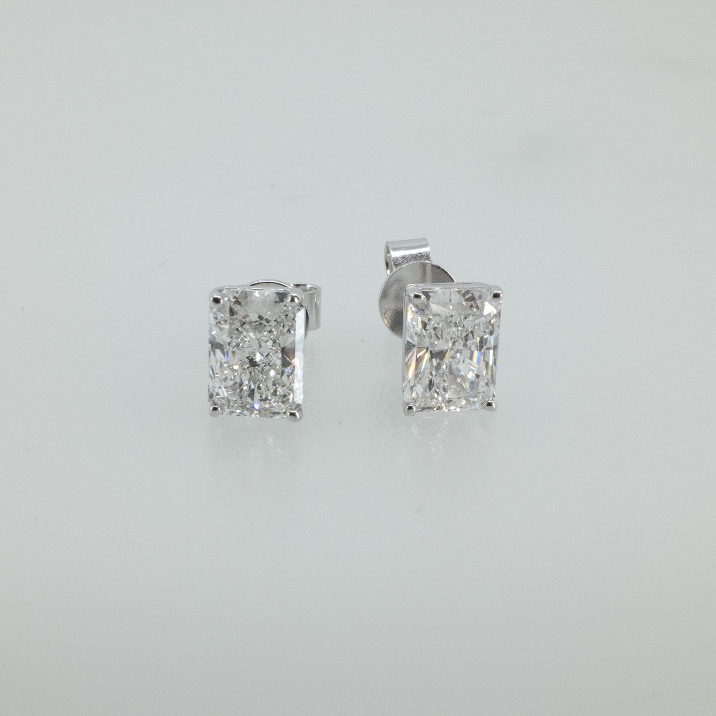 3.06ct Radiant-Cut Lab Diamond 4-Prong Stud Earrings in 14K White Gold
