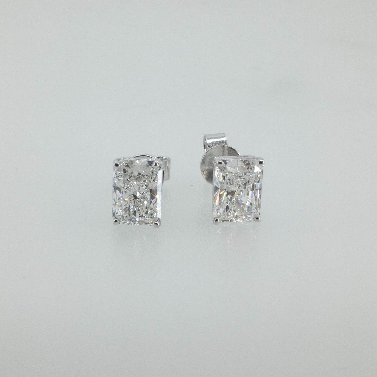 4.01ct Radiant-Cut Lab Diamond 4-Prong Stud Earrings in 14K White Gold