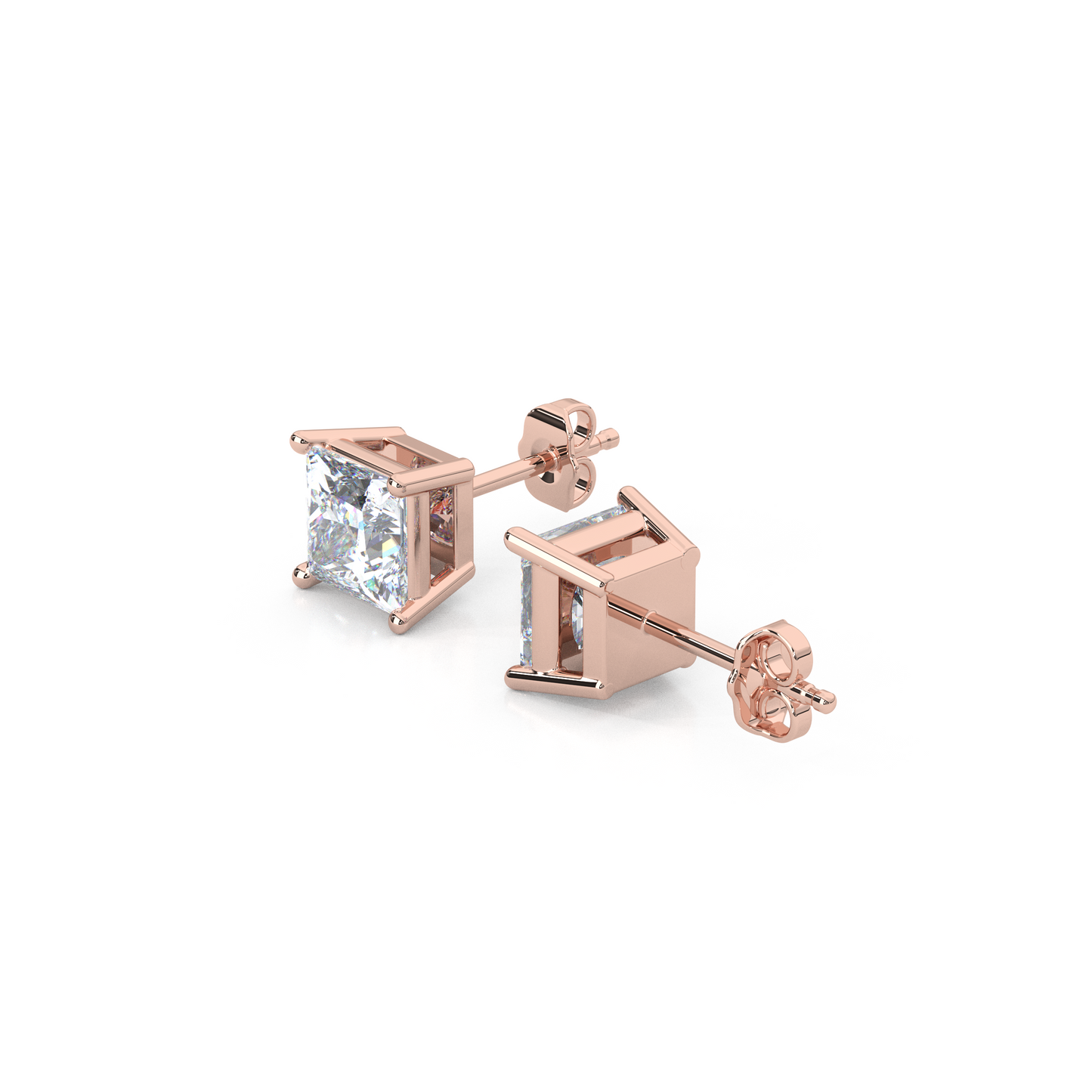 Classic Princess Cut Lab Diamond 4-Prong Stud Earrings