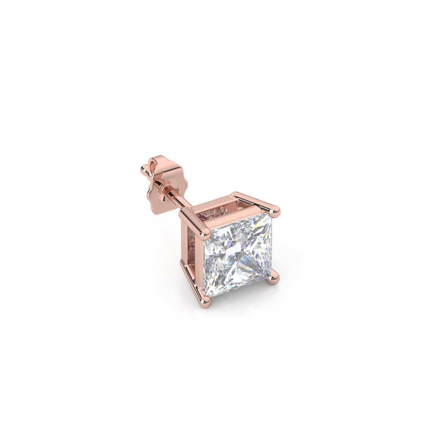 Classic Princess Cut Lab Diamond 4-Prong Stud Earrings