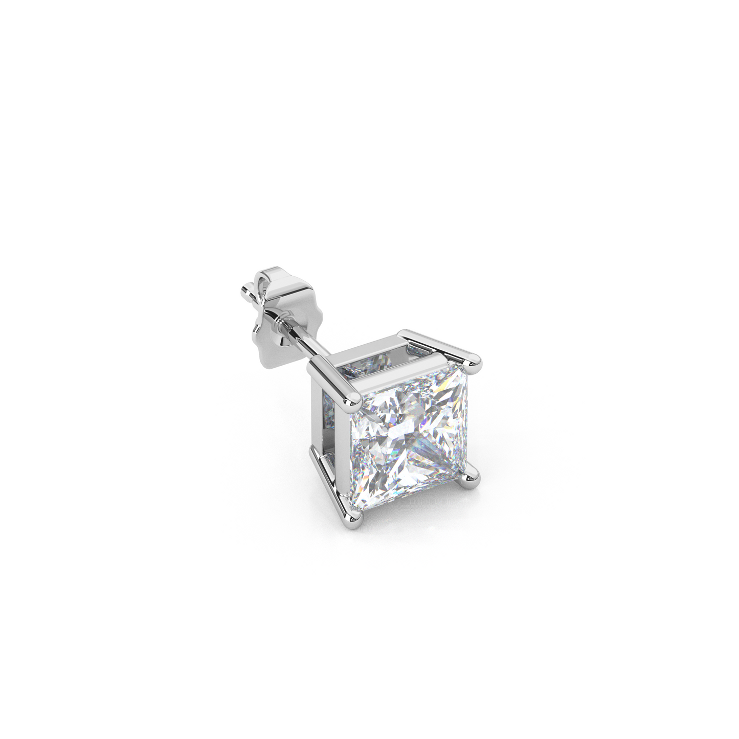 Classic Princess Cut Lab Diamond 4-Prong Stud Earrings