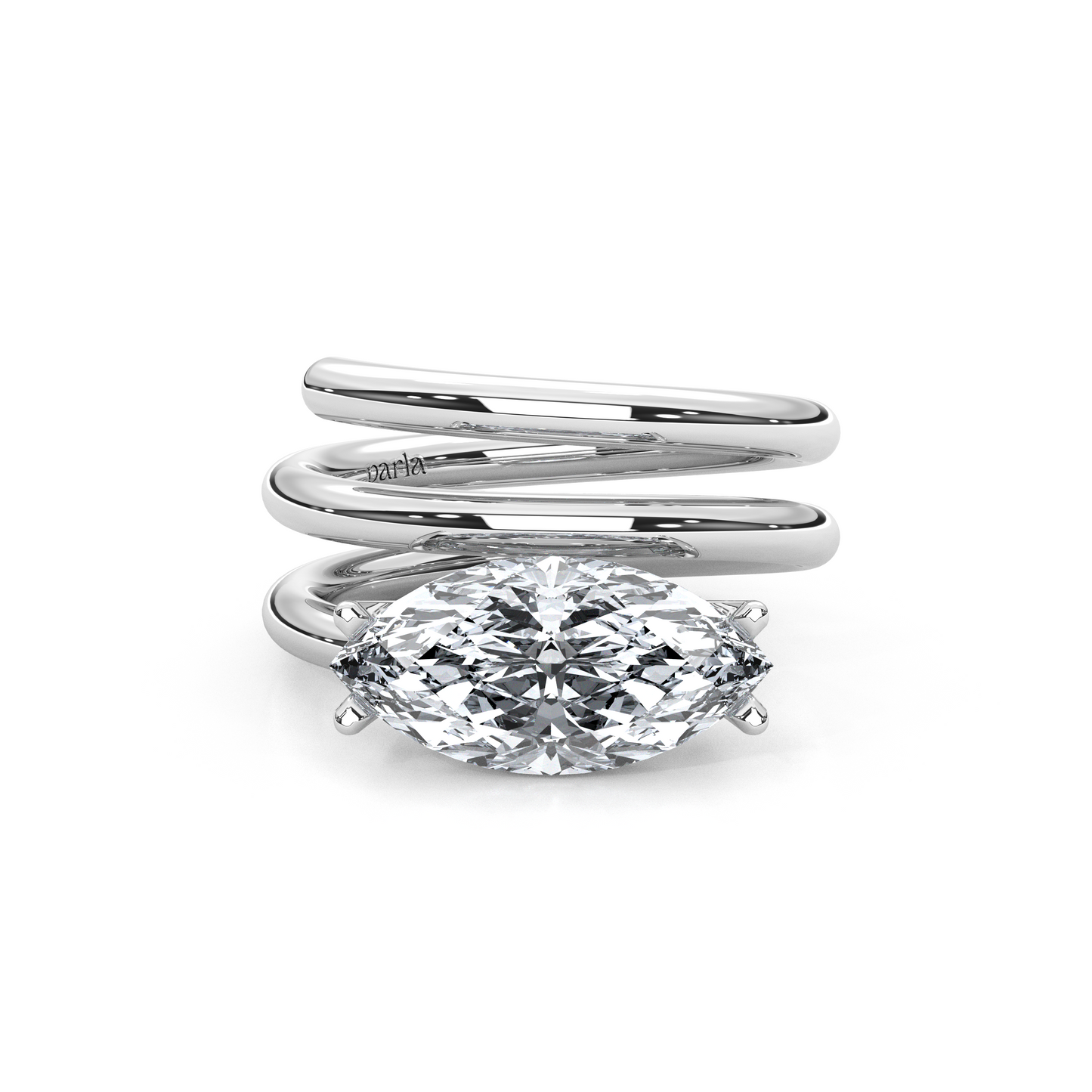 1.00 Carat Marquise Lab-Grown Diamond Spiral Wrap Band Design Pinky Ring