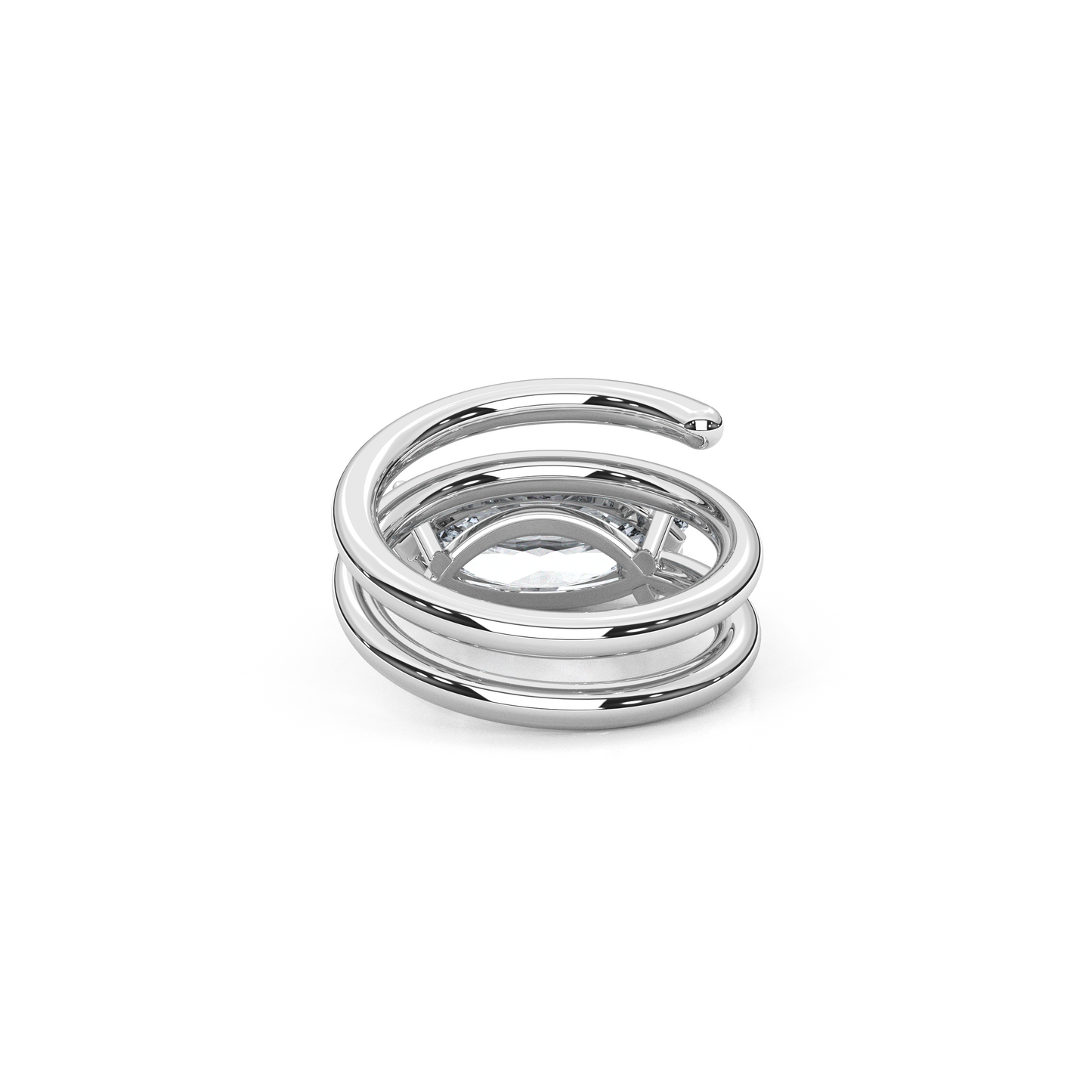 1.00 Carat Marquise Lab-Grown Diamond Spiral Wrap Band Design Pinky Ring