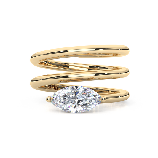 Elegant 1.00 Carat Marquise Cut Lab Diamond Longer Spiral Design Pinky Ring