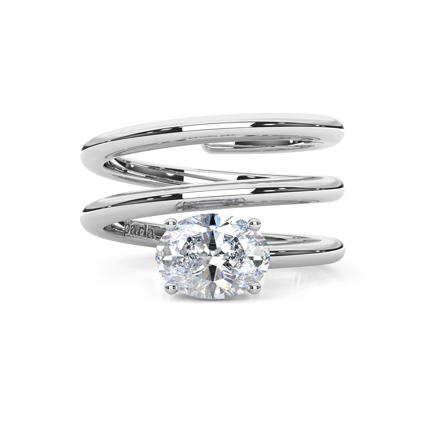 Elegant 1.00 Carat Oval Cut Lab Diamond Spiral Design Pinky Ring