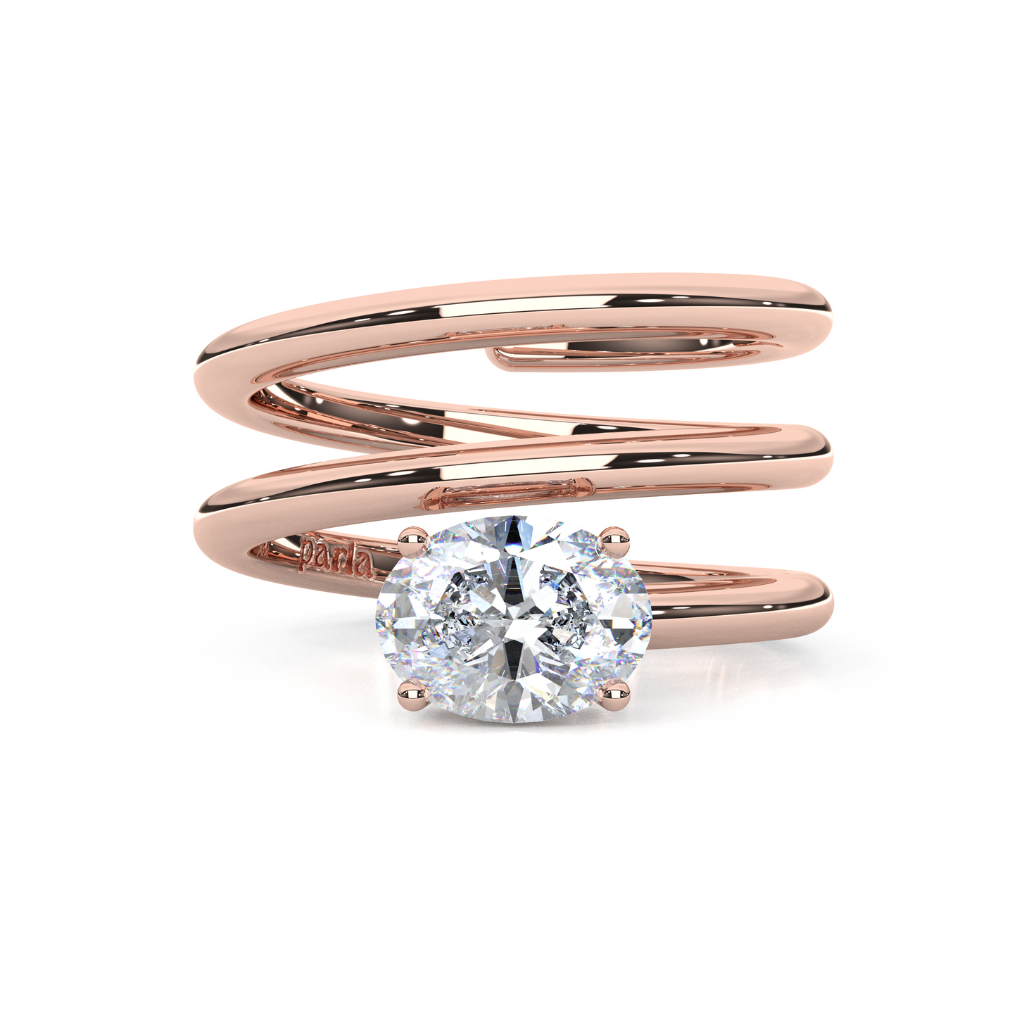 Elegant 1.00 Carat Oval Cut Lab Diamond Spiral Design Pinky Ring