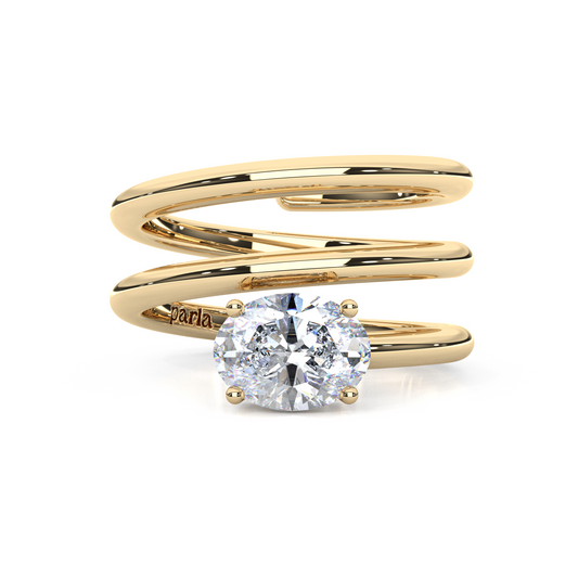 Elegant 1.00 Carat Oval Cut Lab Diamond Spiral Design Pinky Ring
